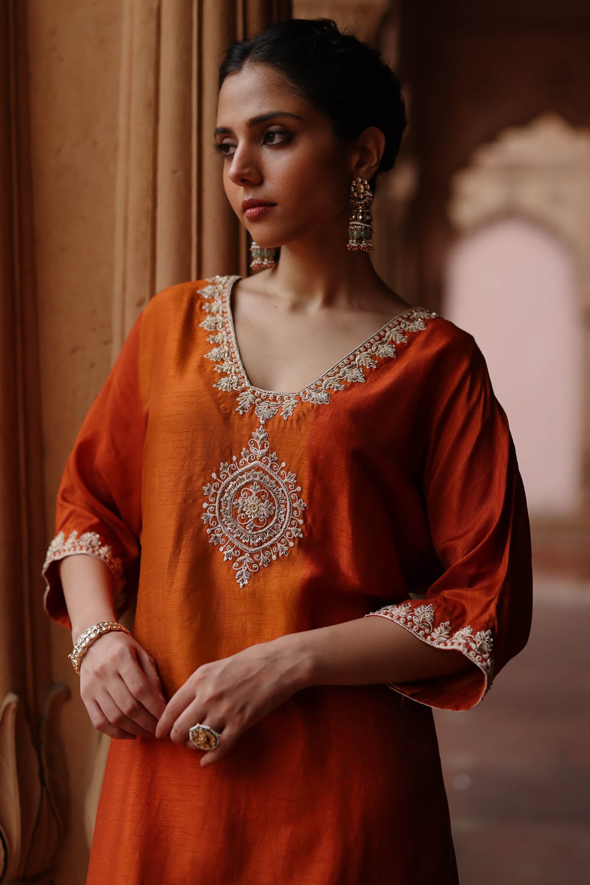 Orange Zardosi Kurta & Pants
