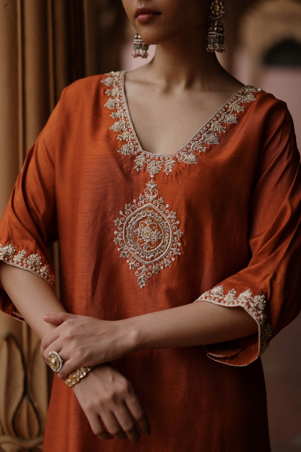 Orange Zardosi Kurta & Pants