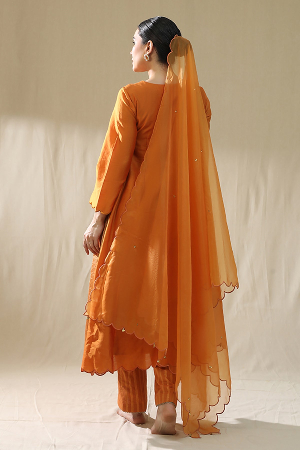 Orange Zardozi Work Kurta Set