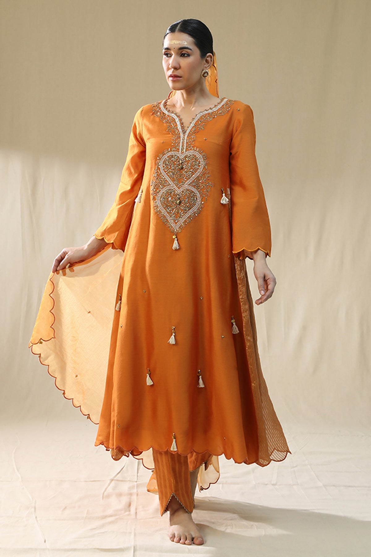 Buy Orange Zardozi Work Kurta Set by Arpita Sulakshana for women online at ScrollnShops