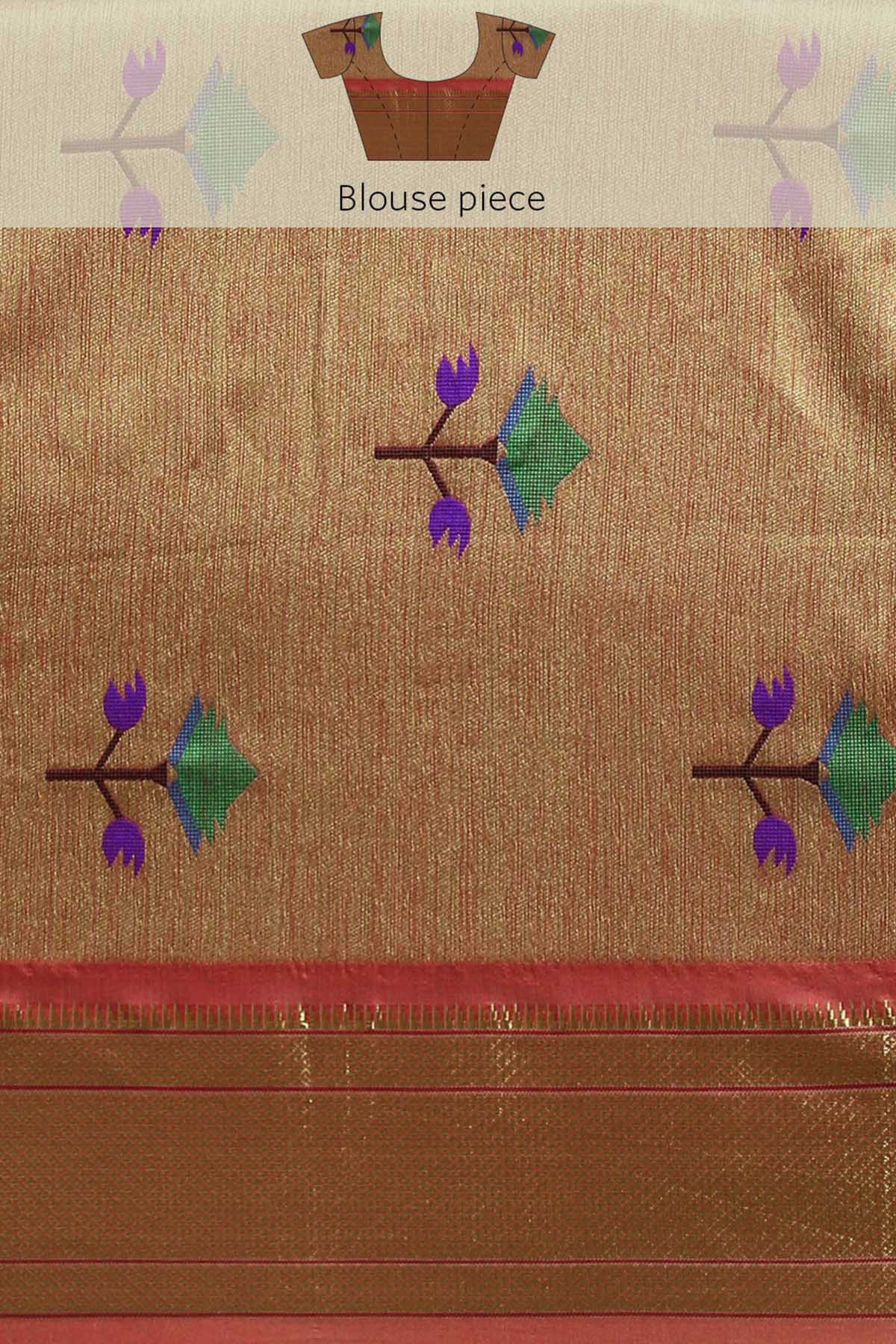 Orange Zari Woven Design Saree