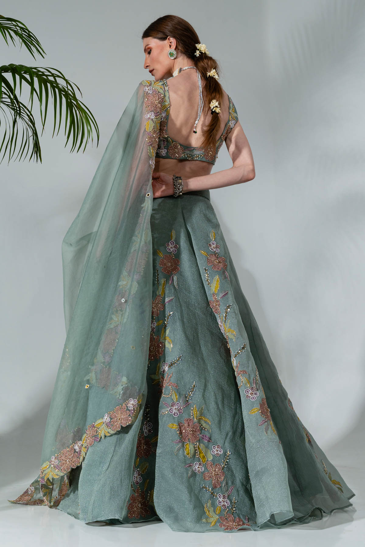 Organza Embroidered Lehenga Set