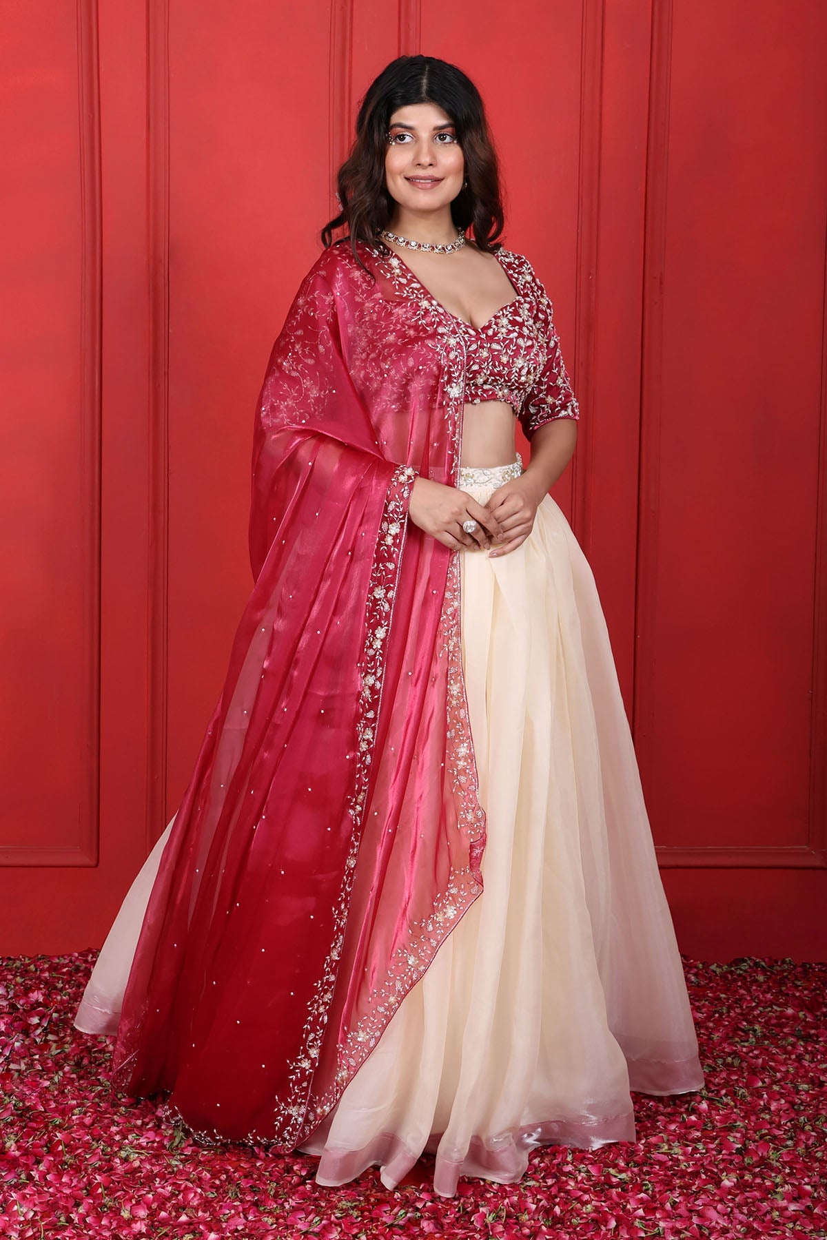 Buy Organza Multicolor Lehenga Set by Namita Sharma for women online at ScrollnShops