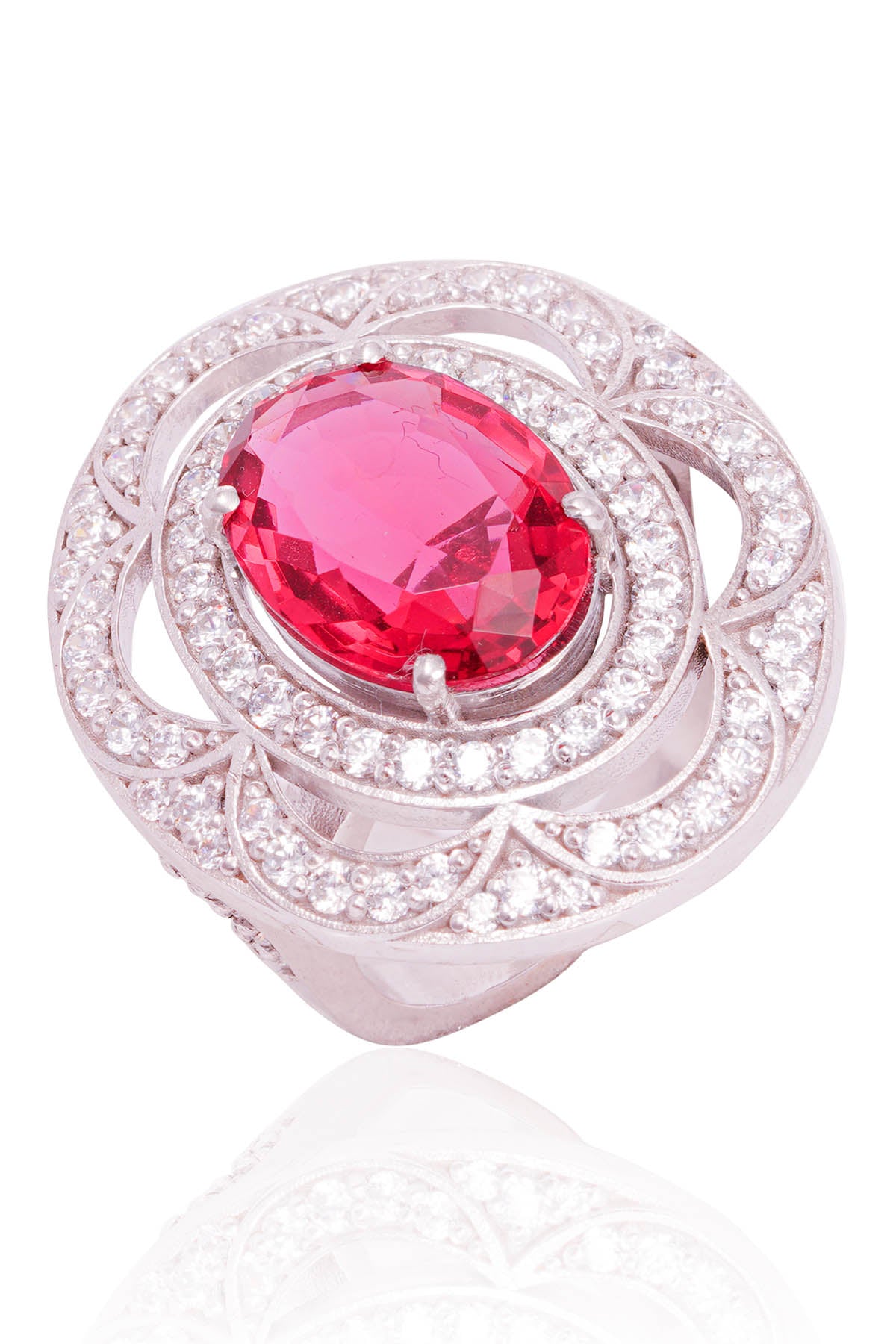 Oval Red Tourmaline Ring