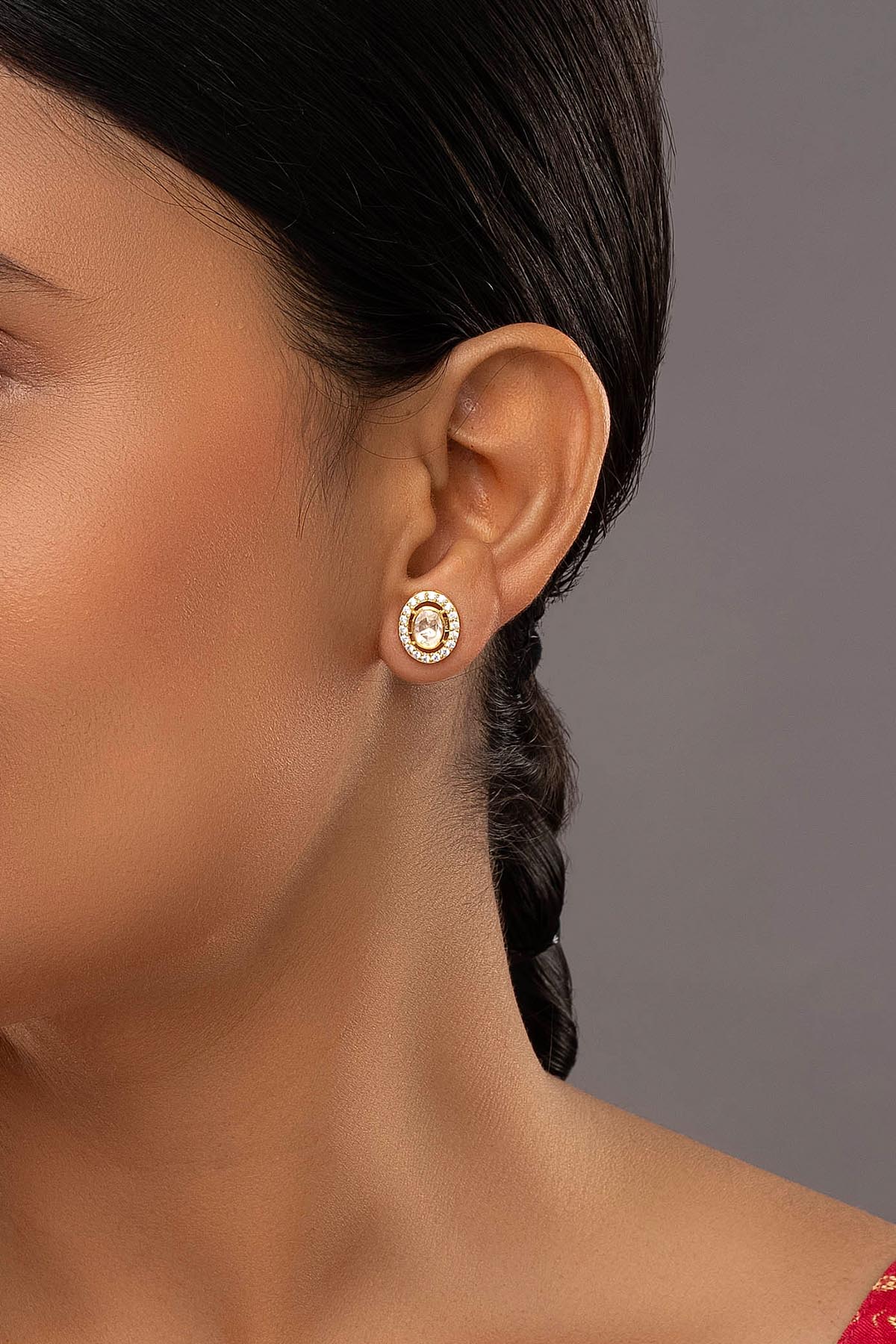 Buy Oval 925 Silver Polki Earrings for women by Sica online available at scrollnshops