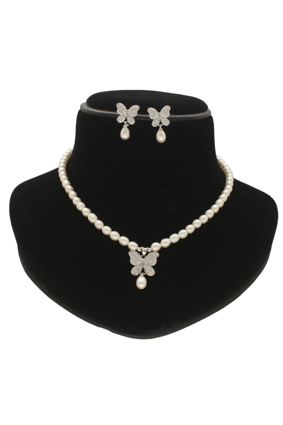 Oval Pearl Silver Jewellery Set
