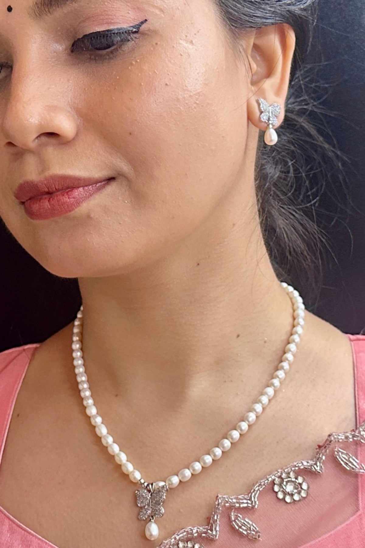Buy Oval Pearl Silver Jewellery Set for women by J Pearls online available at scrollnshops