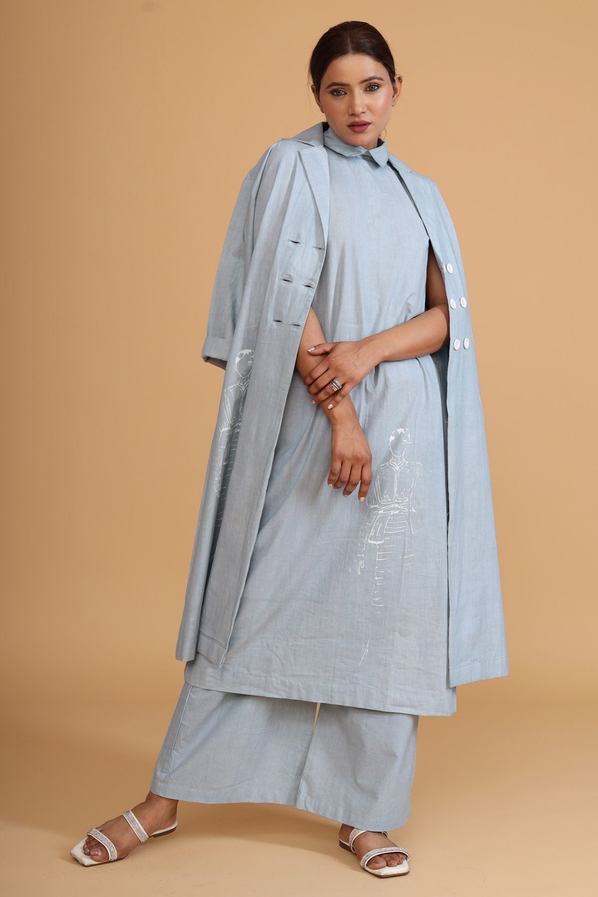Buttoned Kaftan Co-ord Set - Effortless Elegance at ScrollnShops