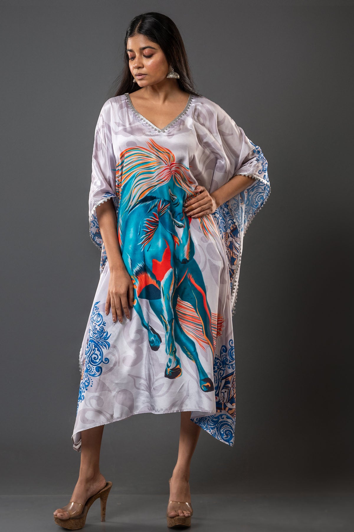 Oversized Grey Kaftan Dress