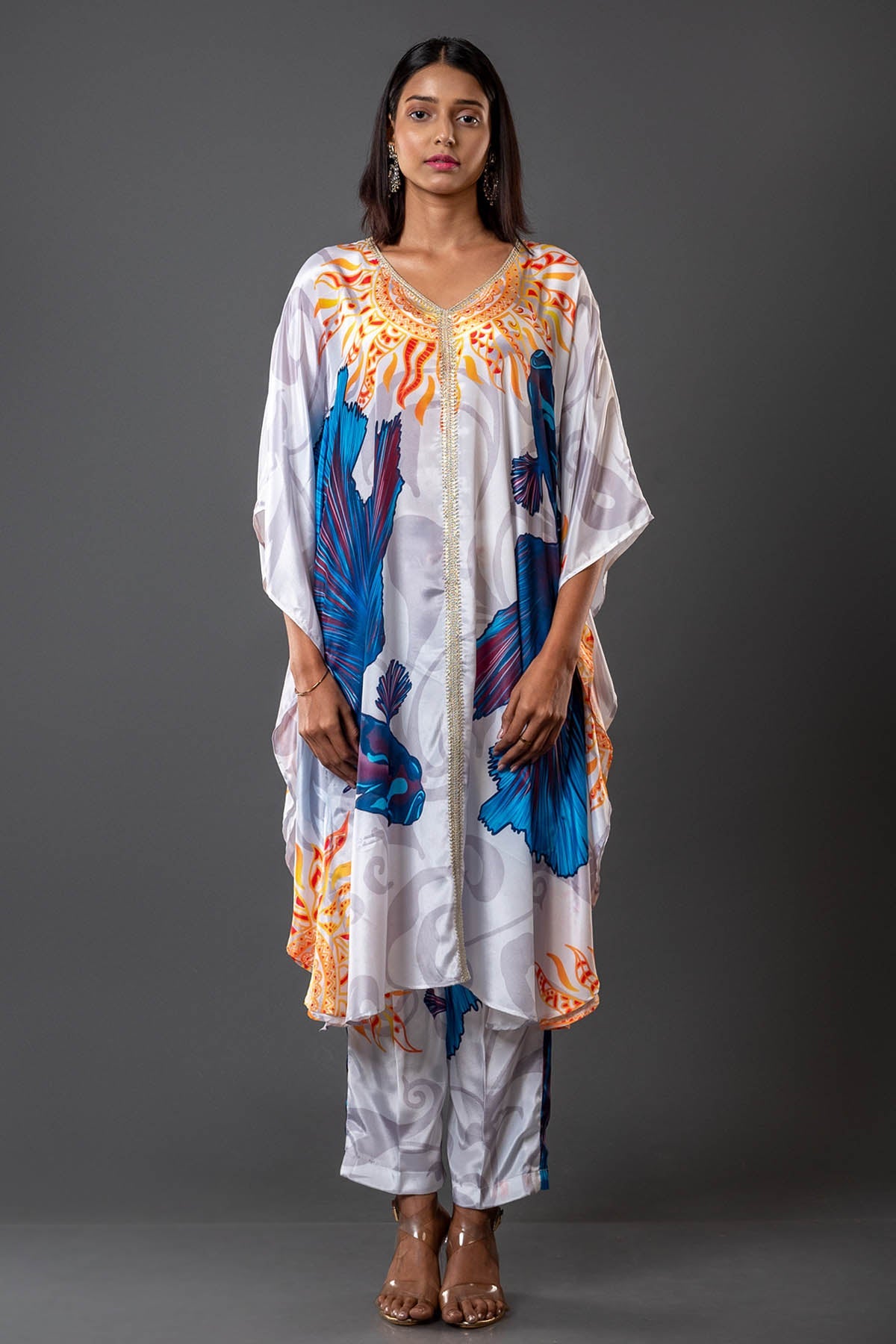 Buy Klothinn Multicolor Print Kaftan Set: Stylish Comfort for women At ScrollnShops
