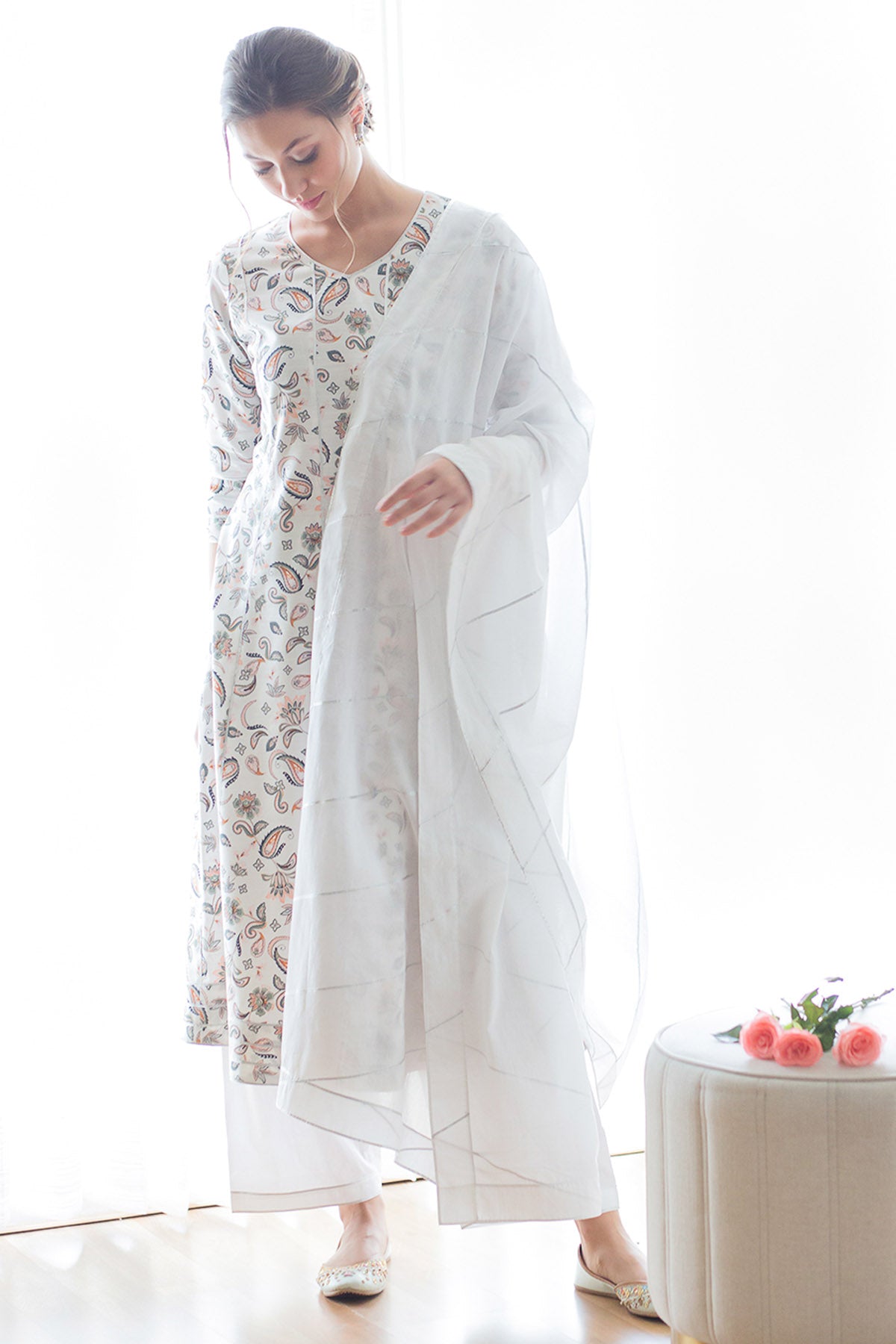 Paisley Print & Gota Kurta Set