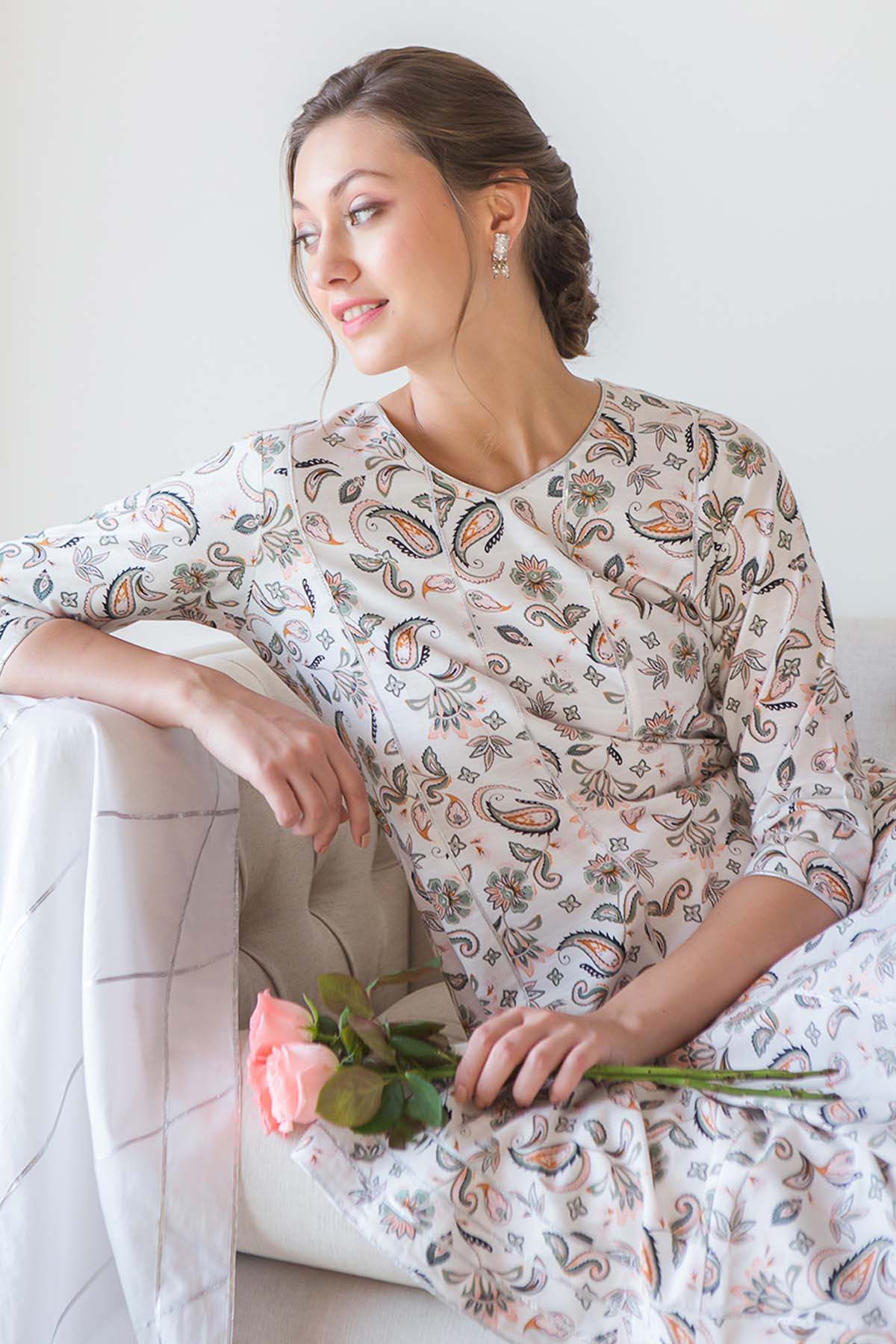 Paisley Print & Gota Kurta Set