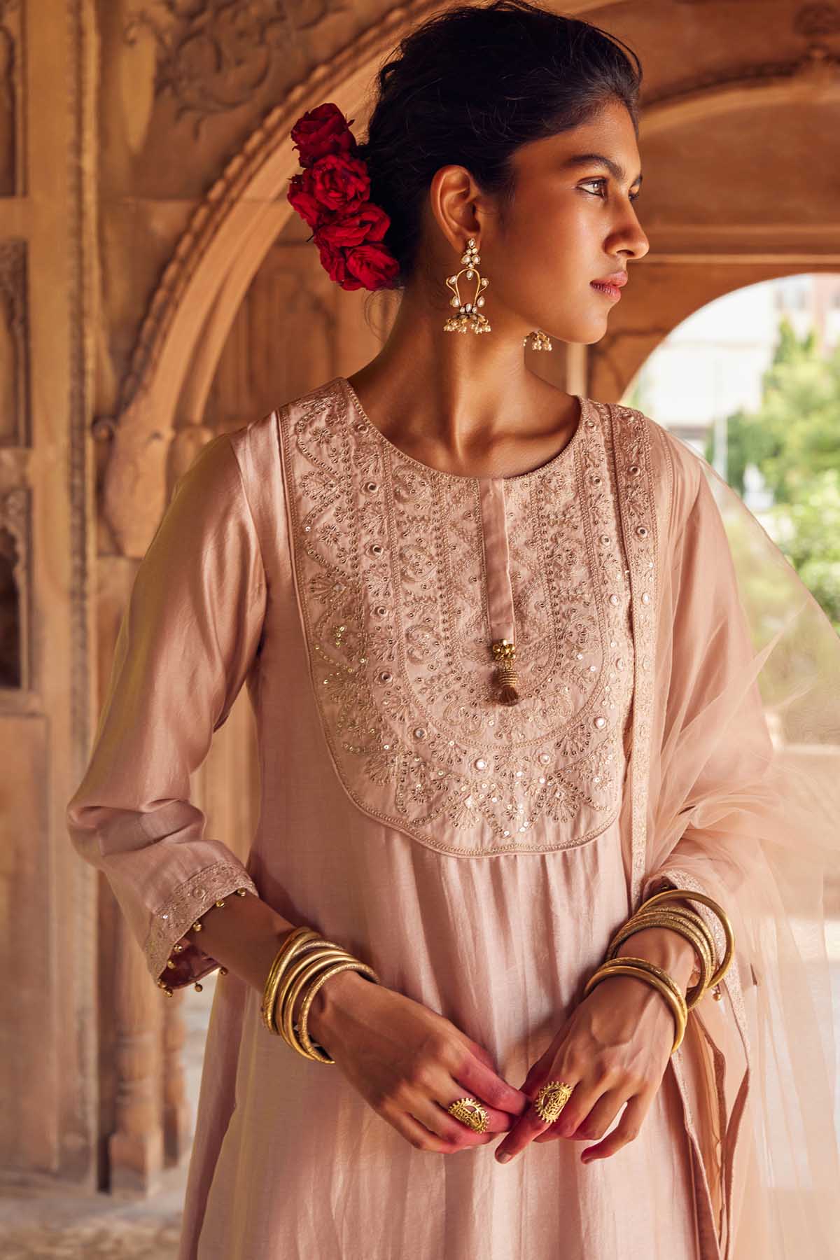 Pale Pink Embroidered Kurta Set