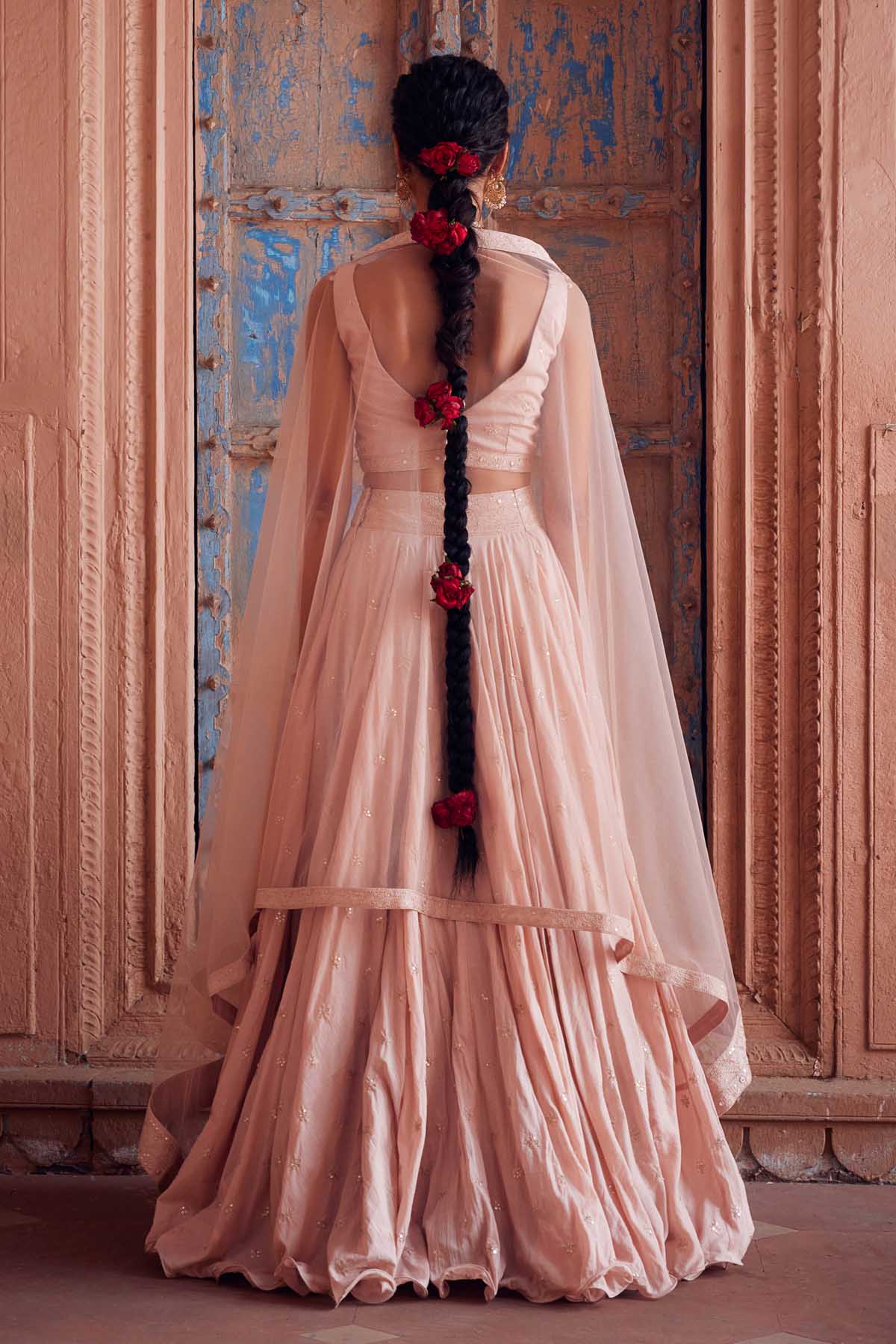 Pale Pink Embroidered Lehenga Set