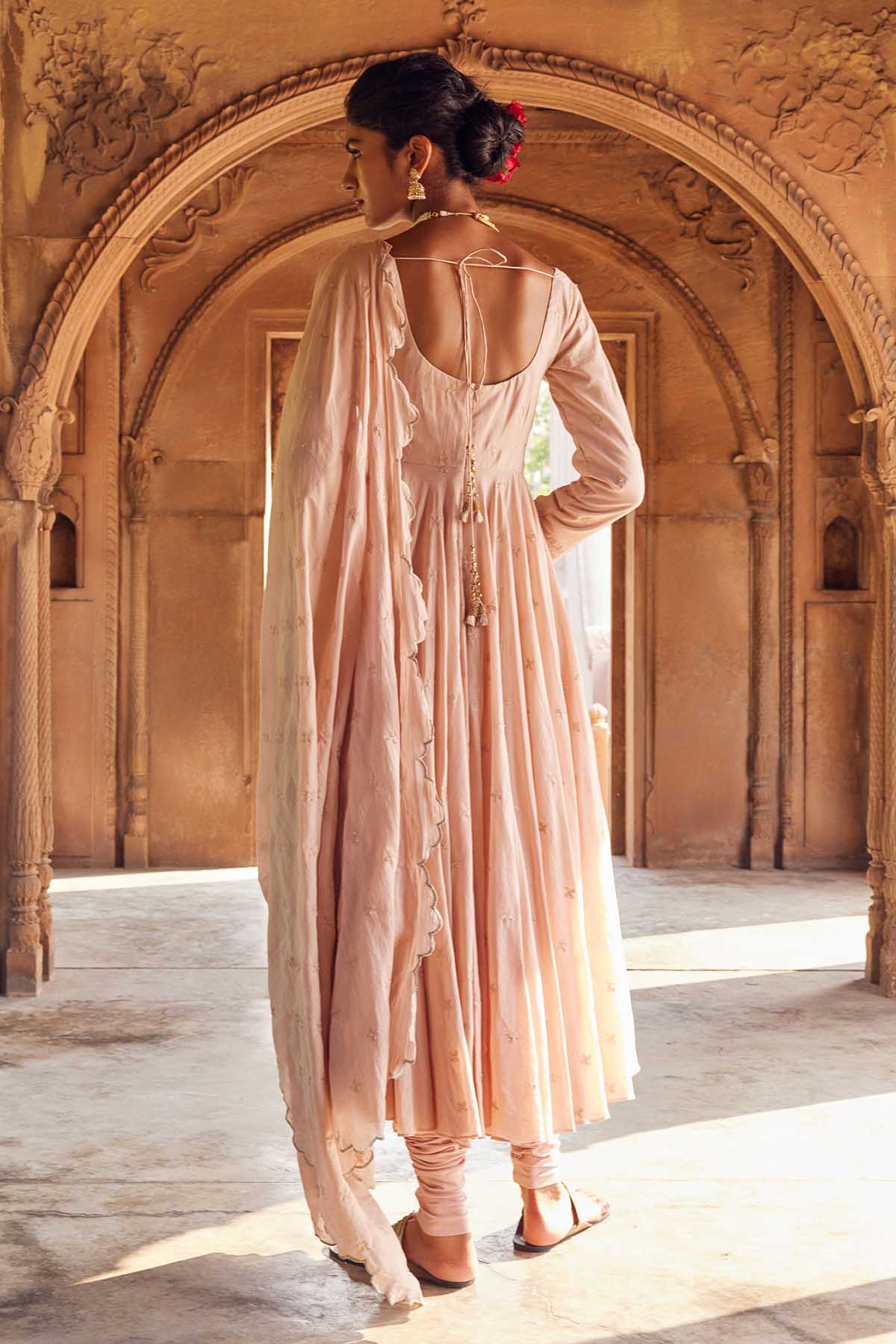 Pale Pink Kalidar Anarkali Set