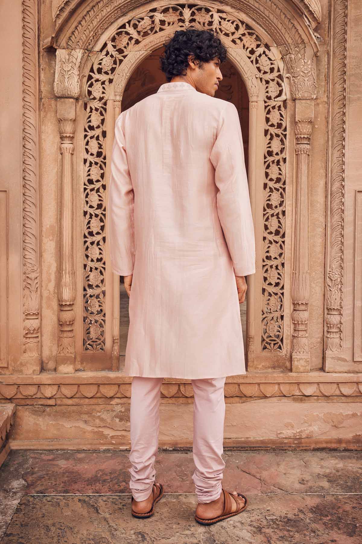 Pale Pink Yoke Pleated Kurta Set