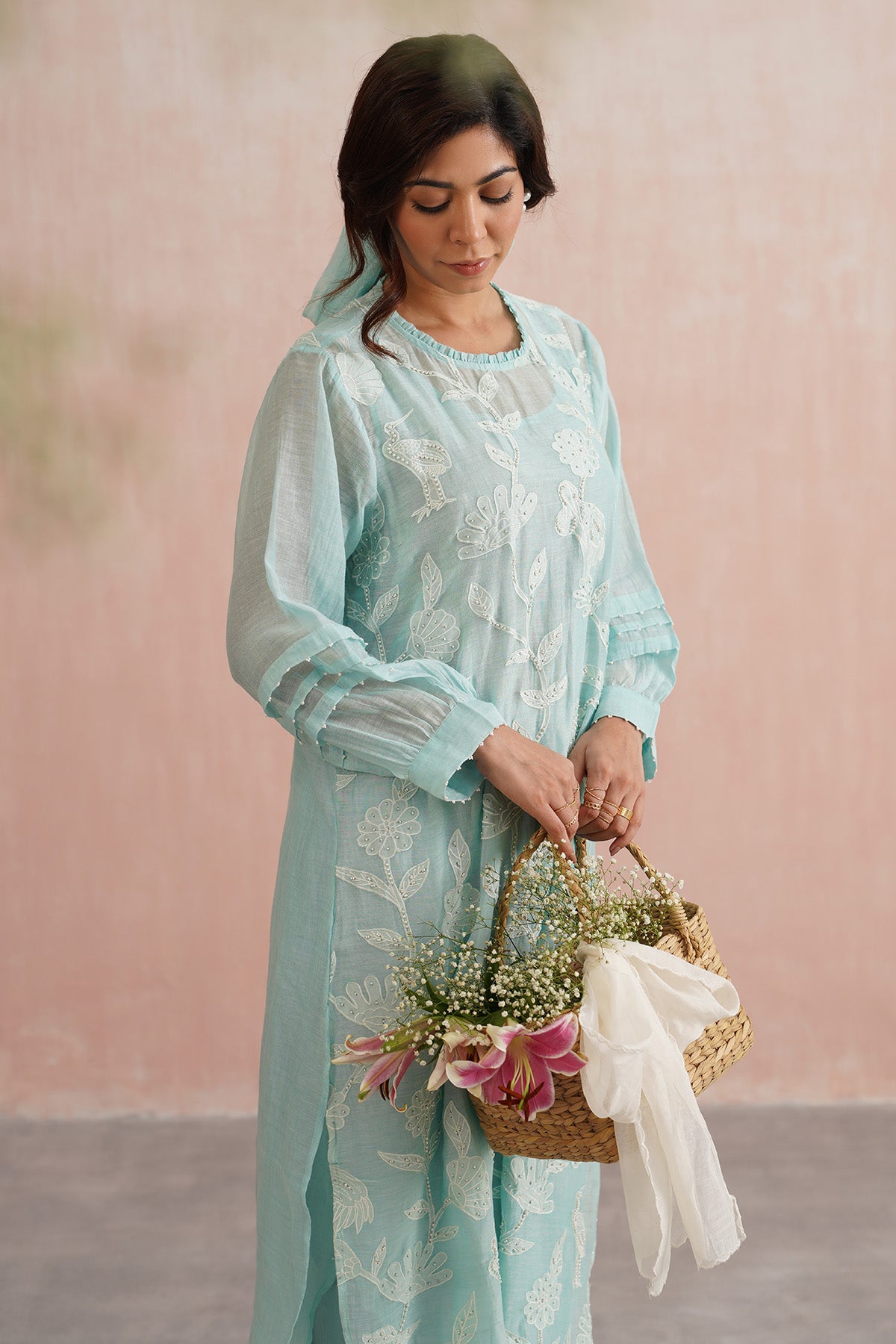 Pale Blue Pleated Co-ord Set