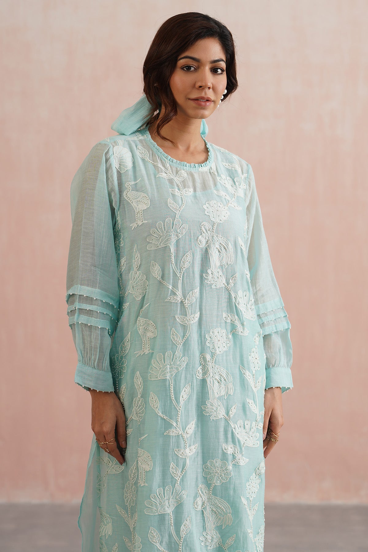 Pale Blue Pleated Co-ord Set