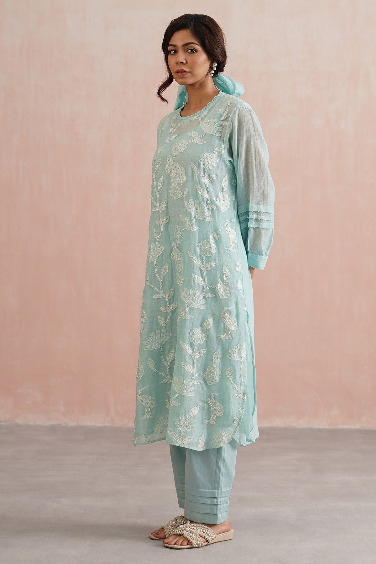 Pale Blue Pleated Co-ord Set