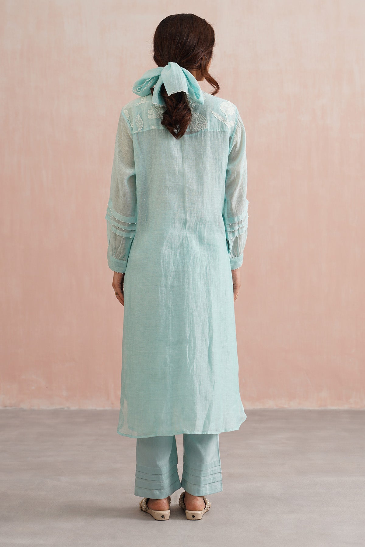 Pale Blue Pleated Co-ord Set