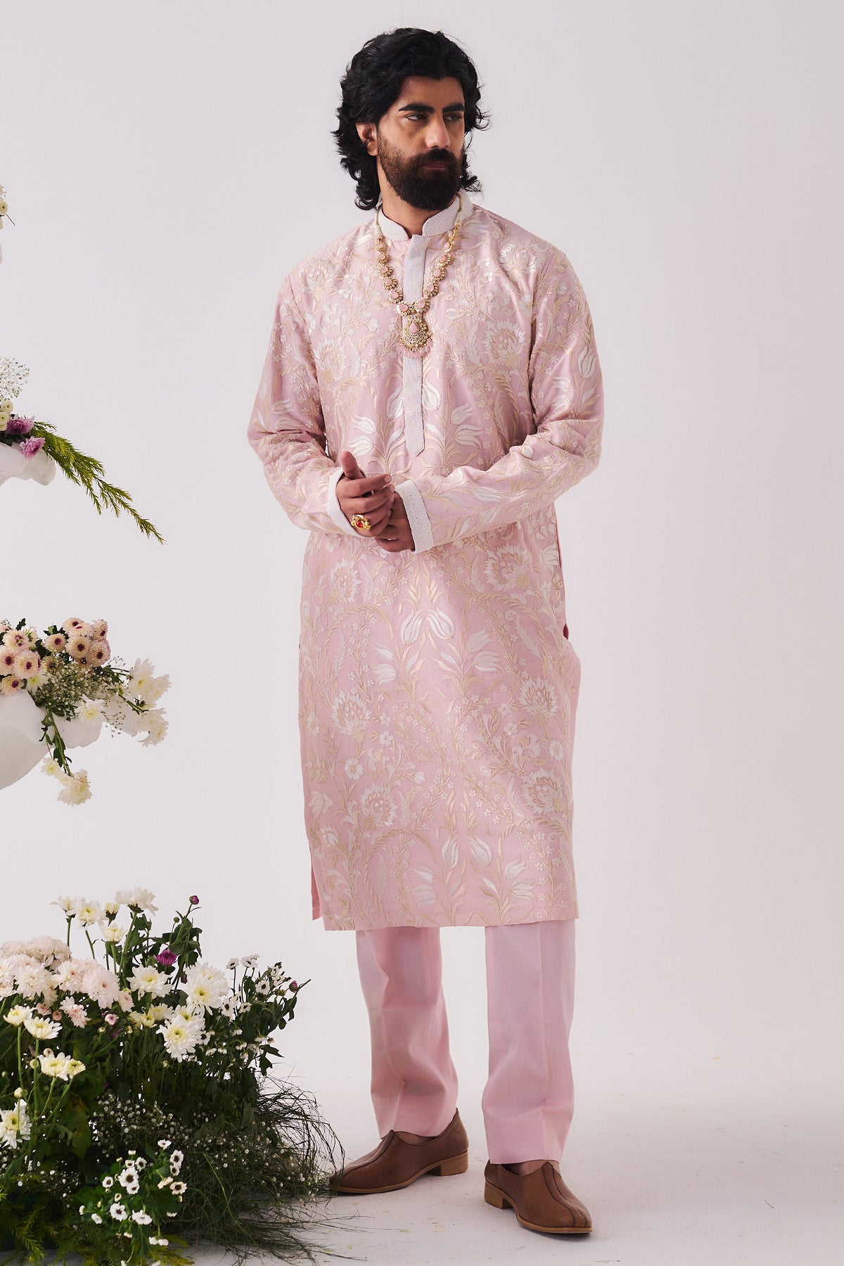 Pale Pink Chanderi Kurta Set