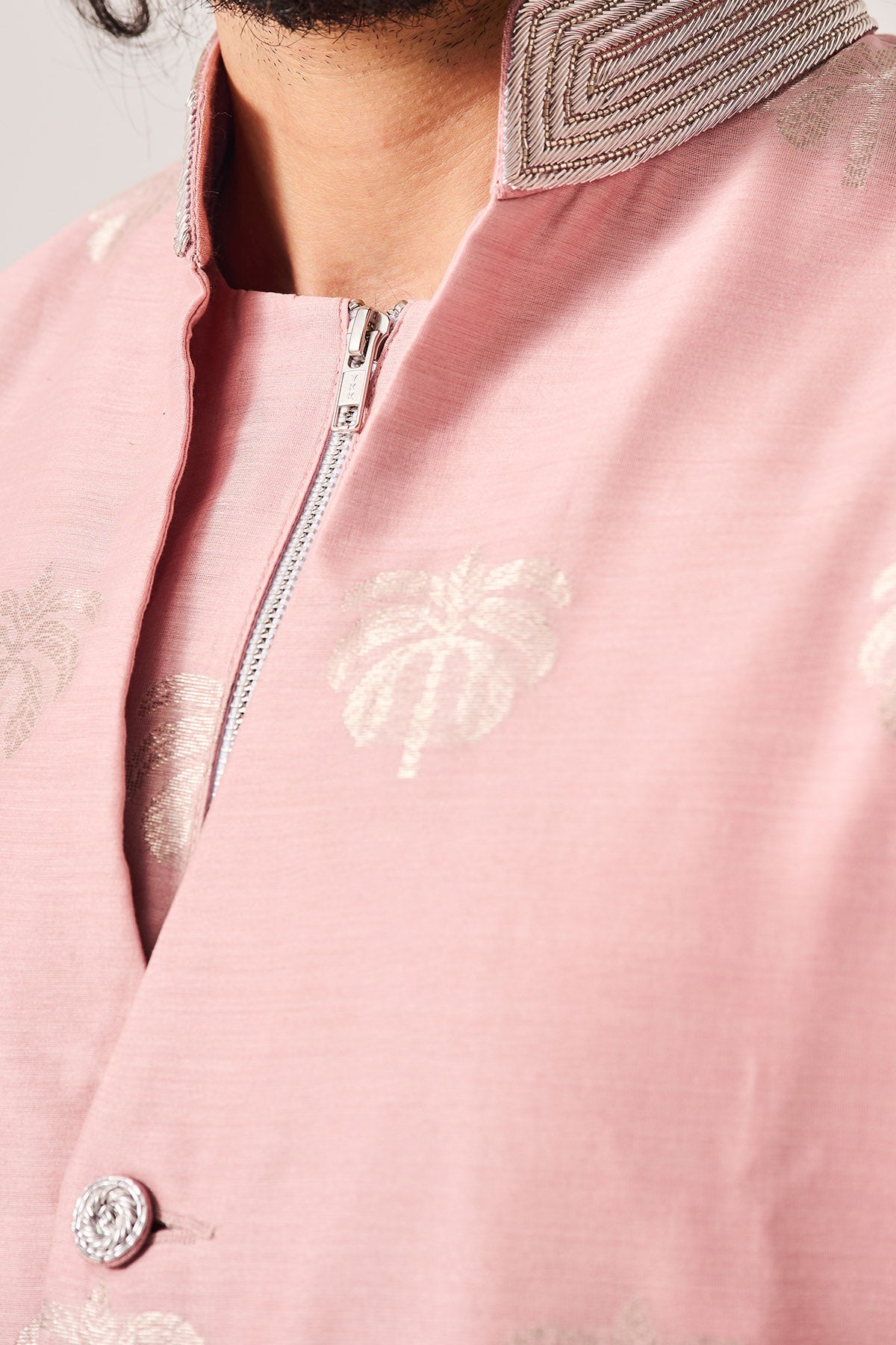 Pale Pink Dabka Work Bundi Set