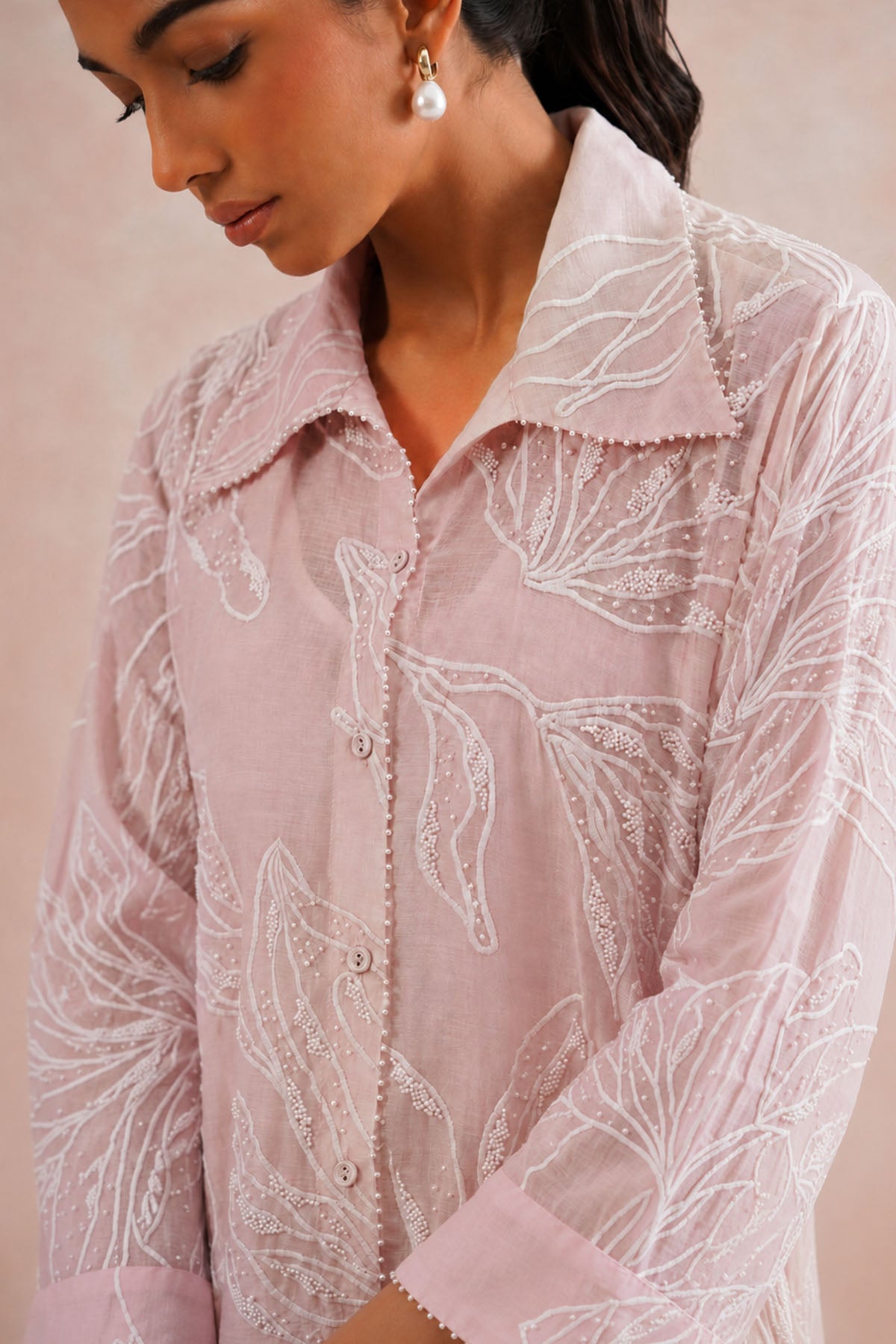 Pale Pink Mul Chanderi Dress