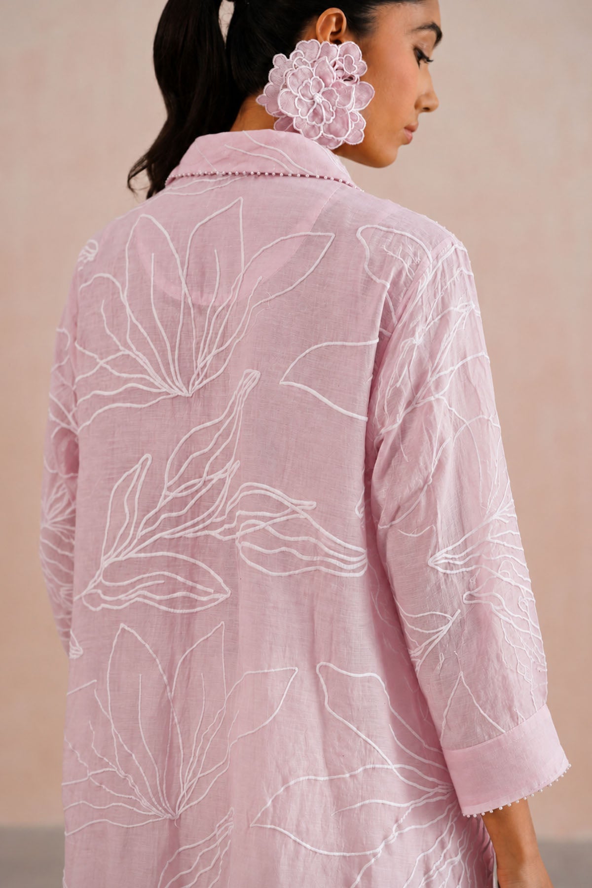 Pale Pink Mul Chanderi Dress