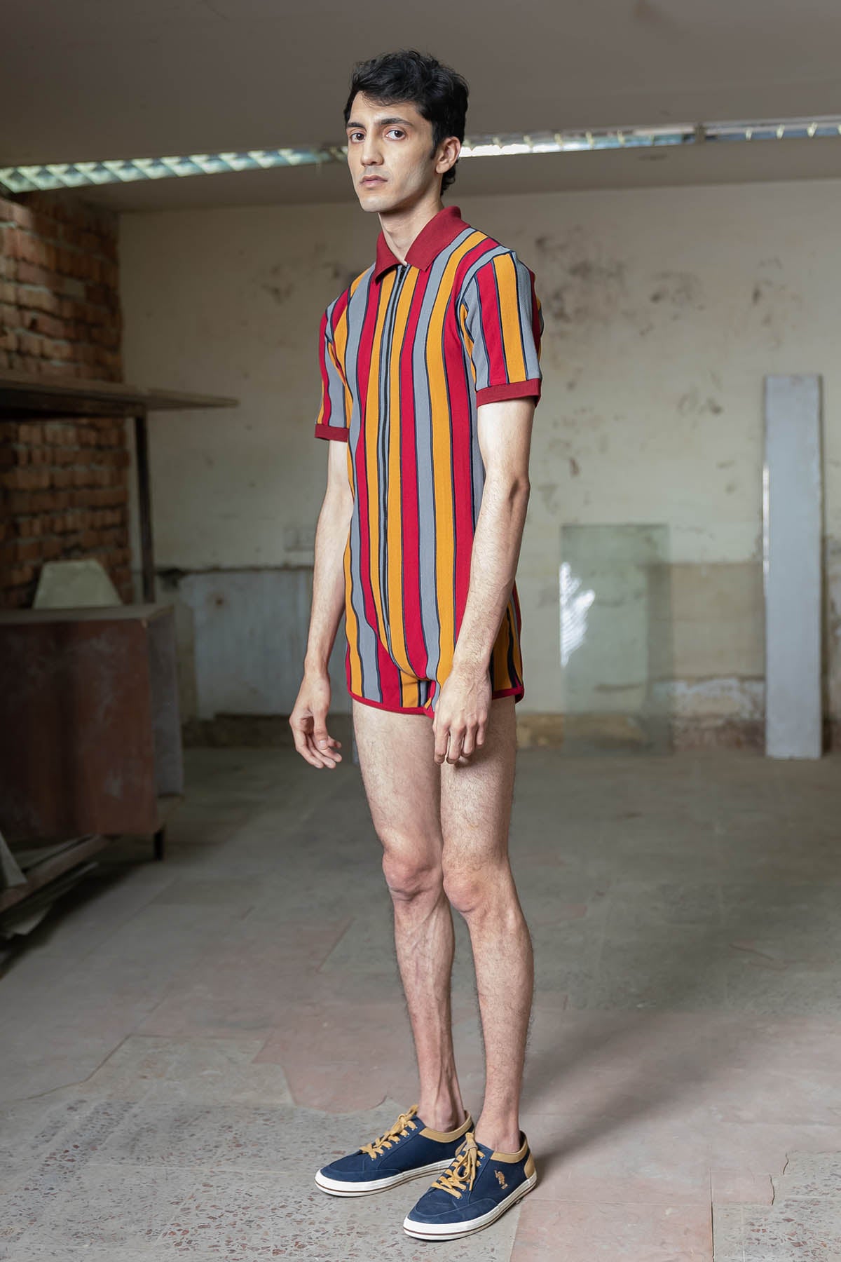 Panelled Stripe Playsuit