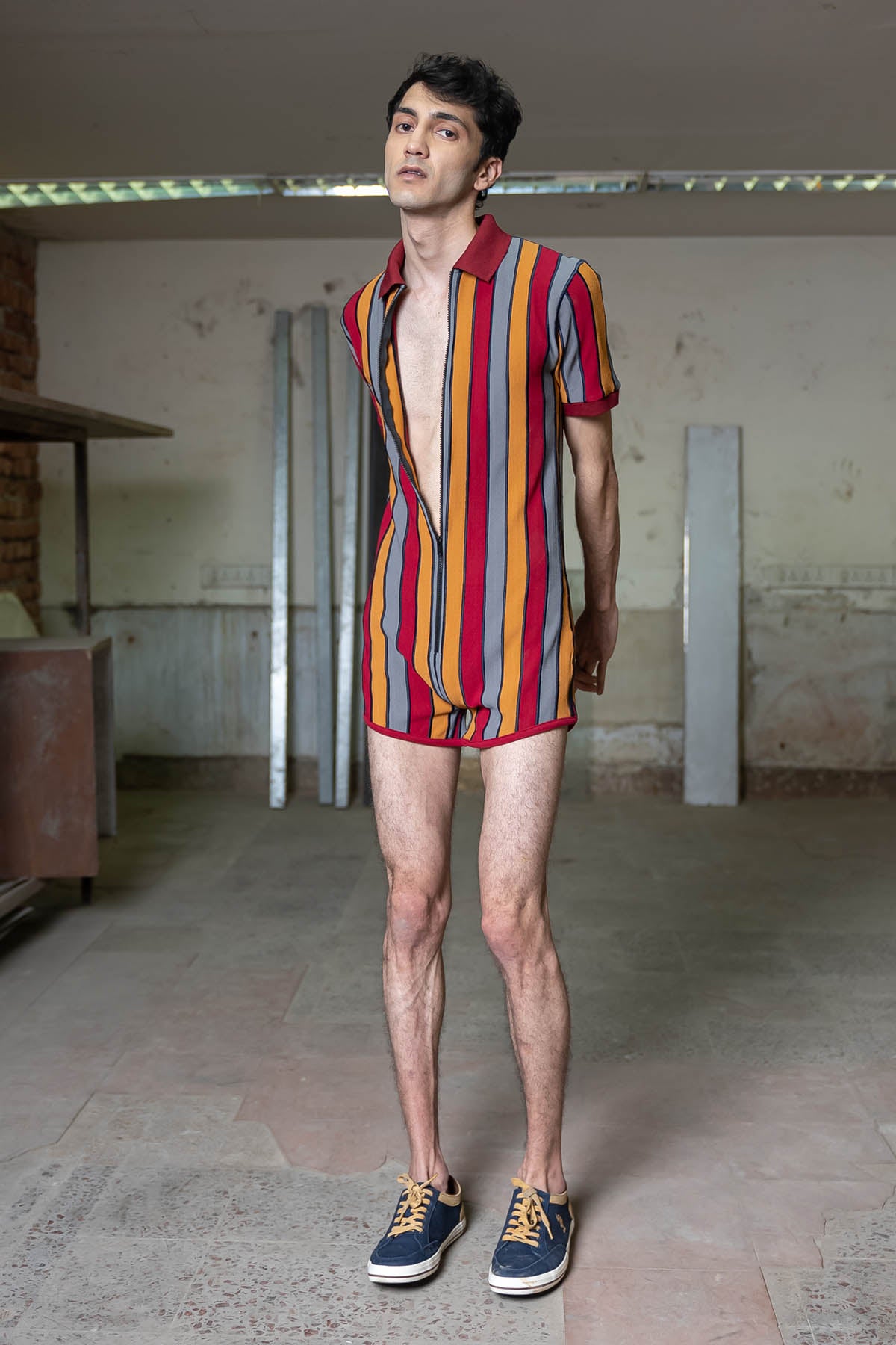 Panelled Stripe Playsuit