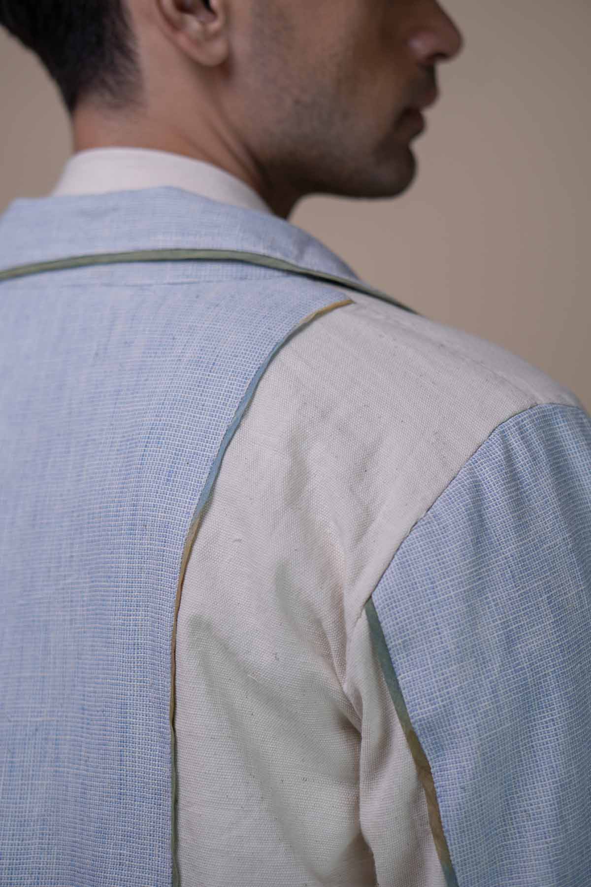 Panelled Pocket Blue Blazer