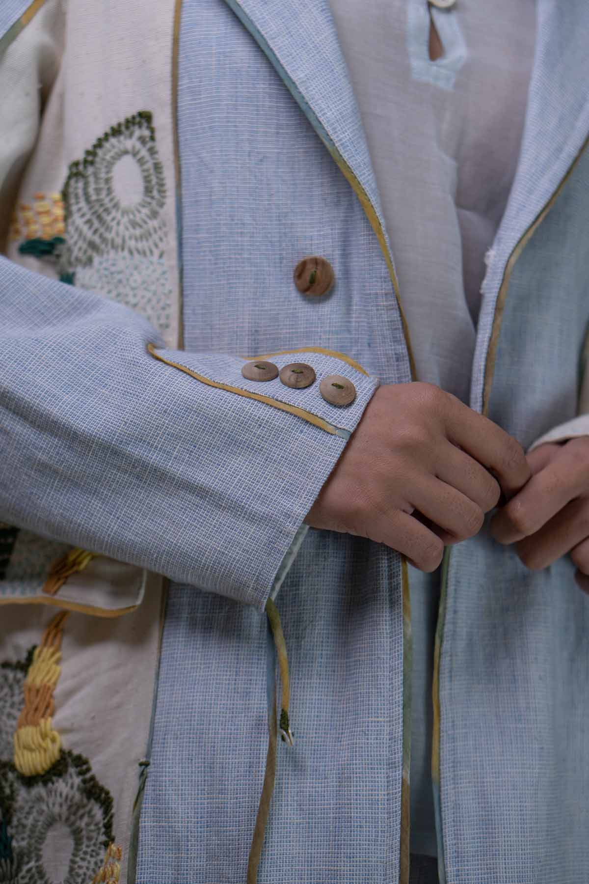 Panelled Pocket Blue Blazer