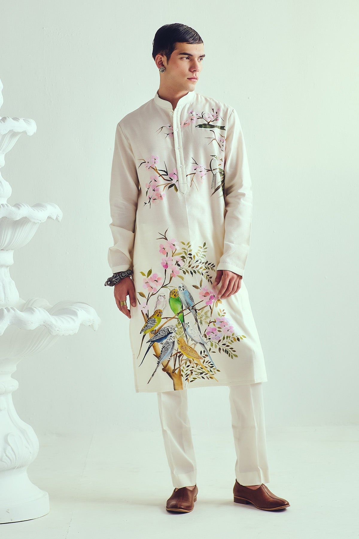 Buy Parakeet Hand Painted Kurta Set by WABI SABI for Men online at ScrollnShops