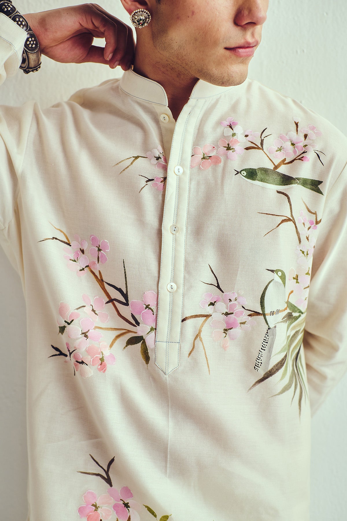 Parakeet Hand Painted Kurta Set