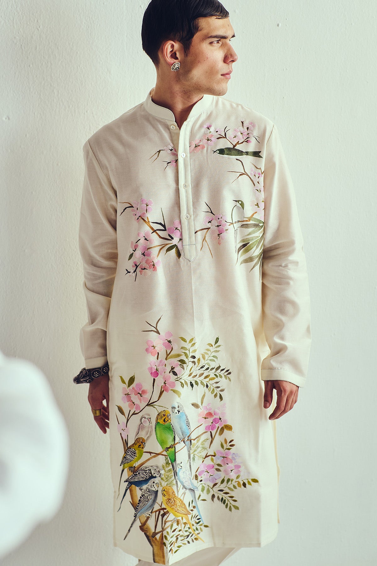 Parakeet Hand Painted Kurta Set