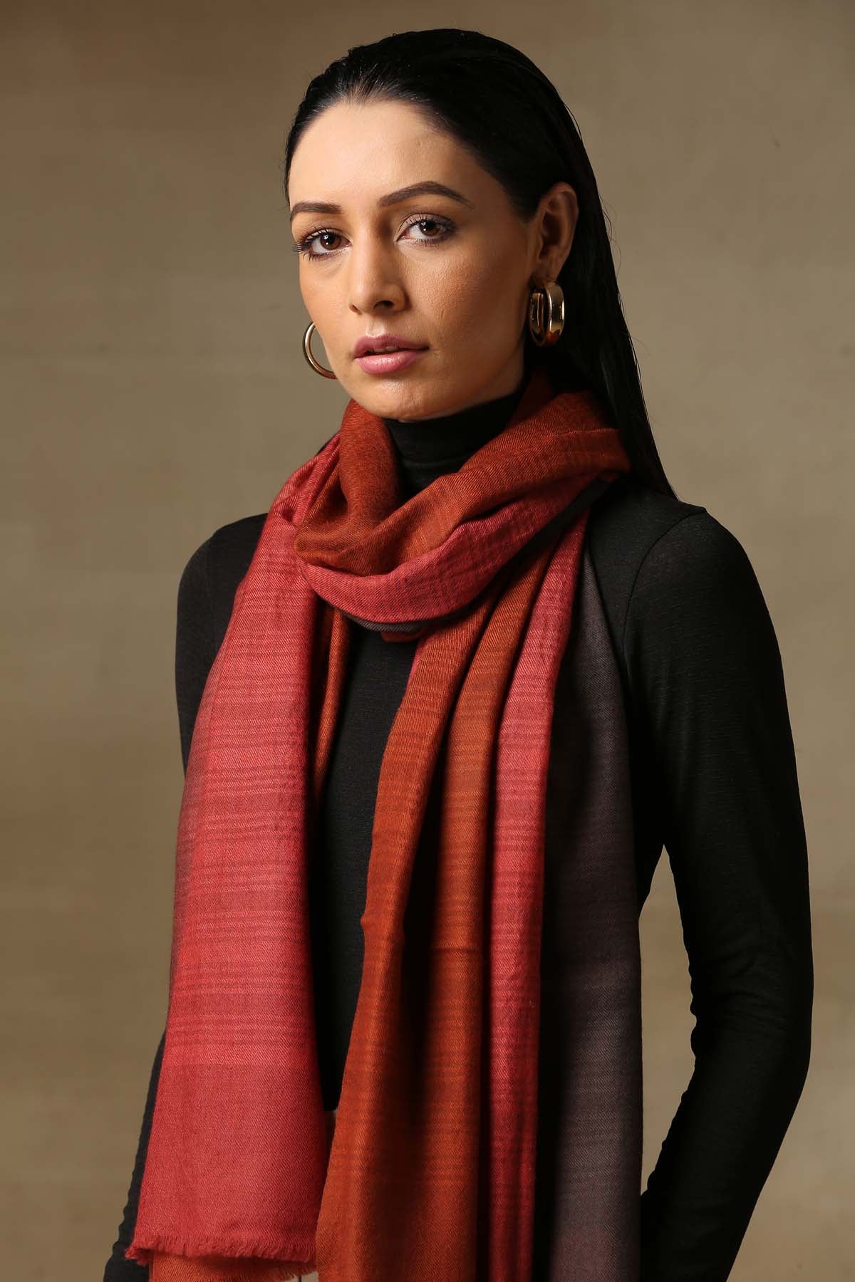 Black & Red Ombre Pashmina Stole