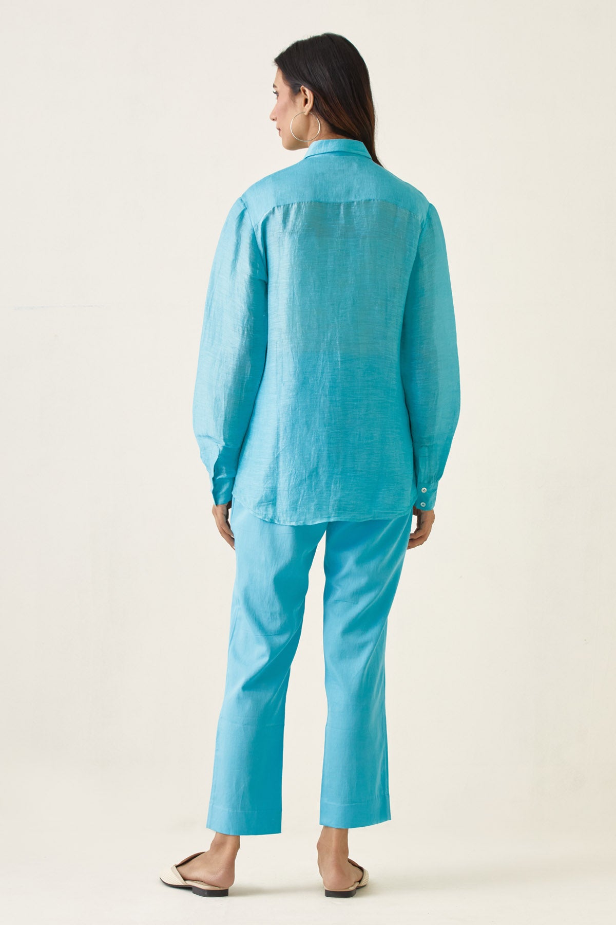 Pastel Blue Collared Shirt & Pant Set