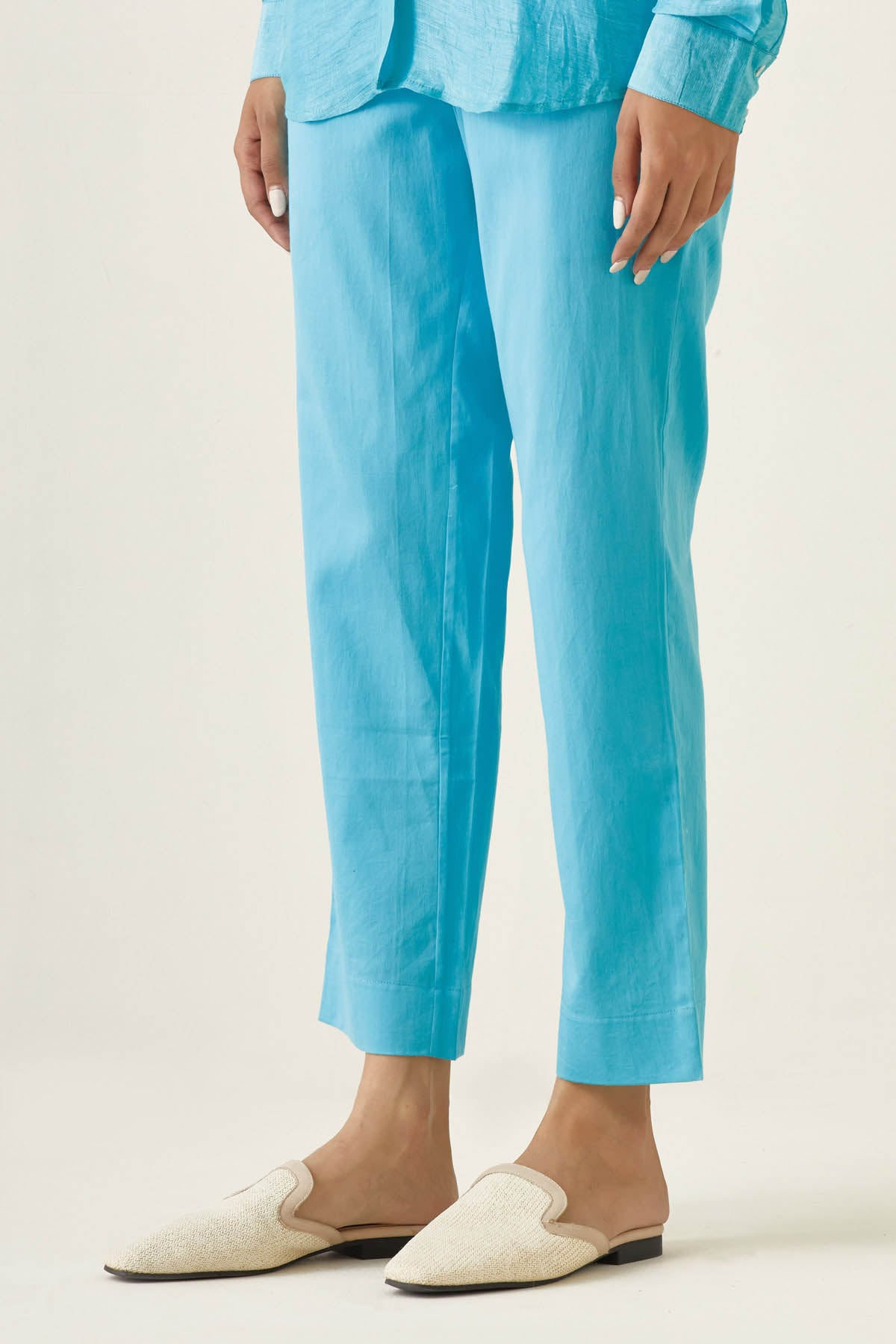 Pastel Blue Collared Shirt & Pant Set