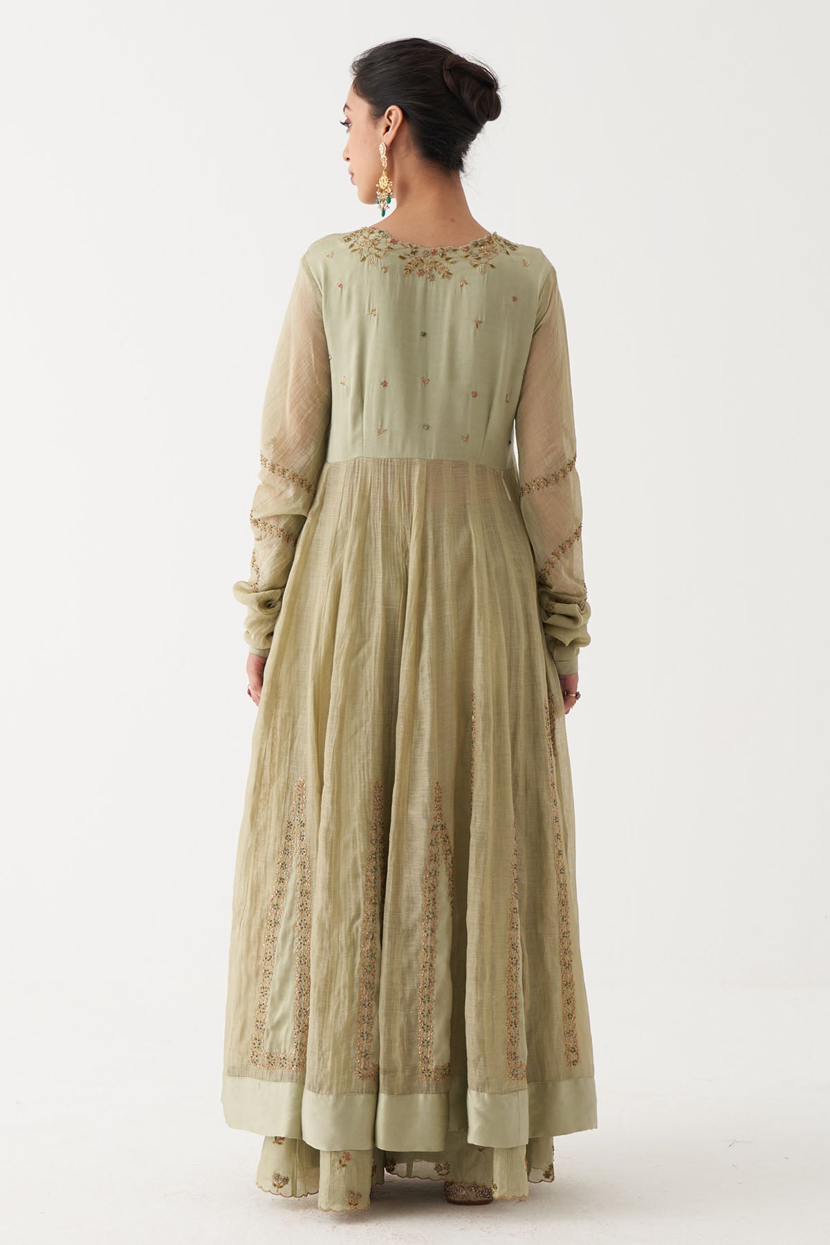 Pastel Green Zardozi Anarkali Set