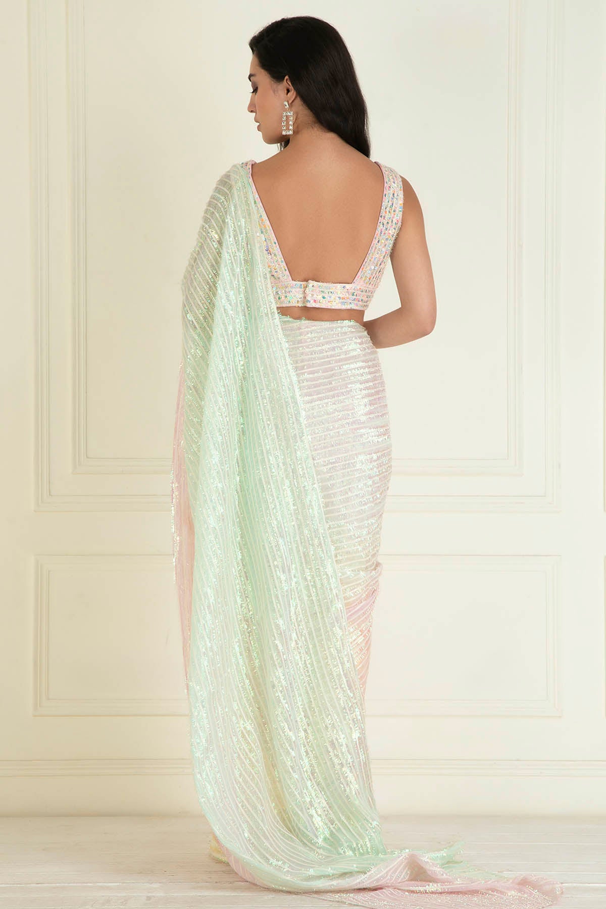 Pastel Ombre Pre Stitched Saree