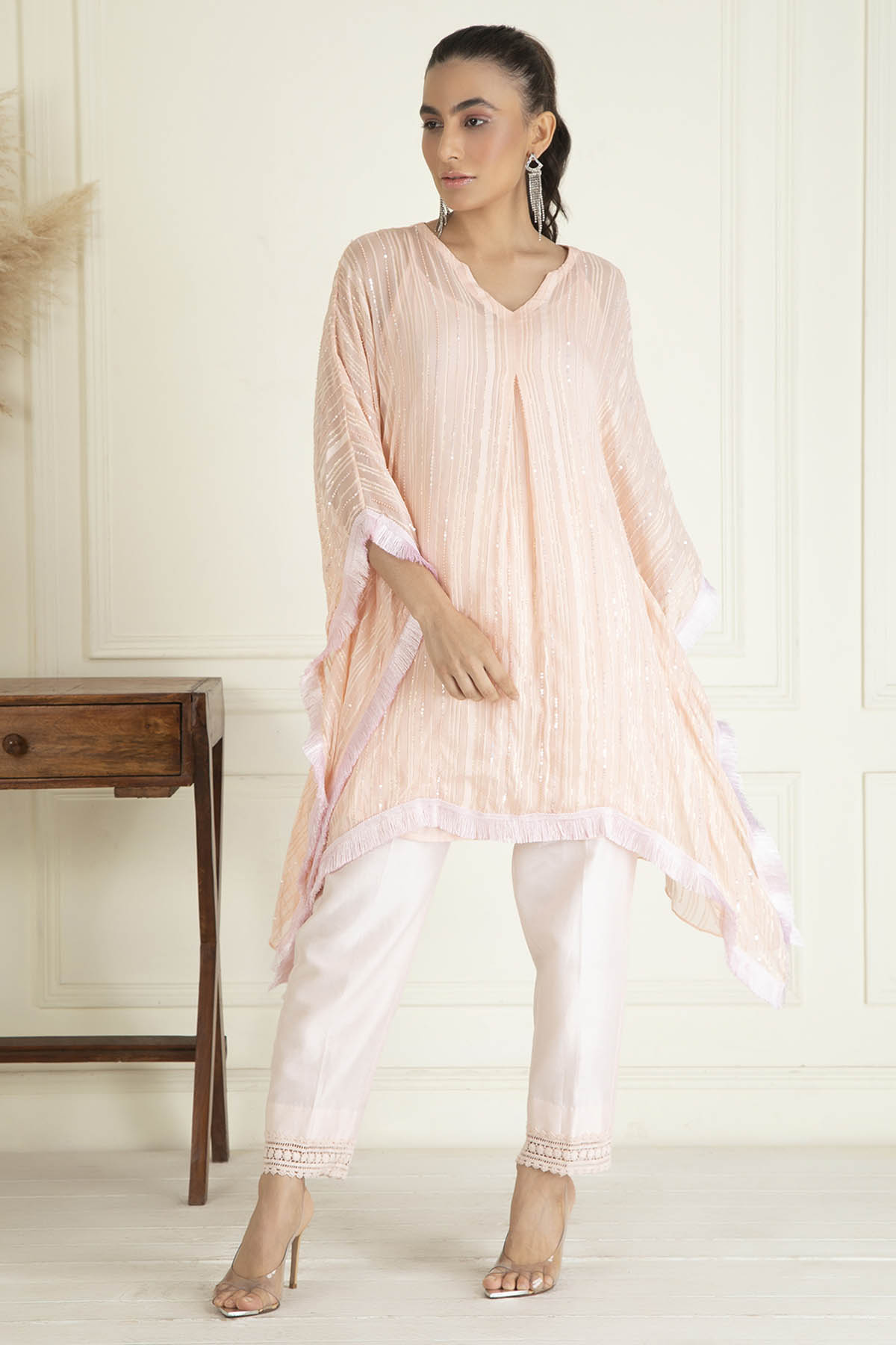 Pastel Peach Kaftan Set