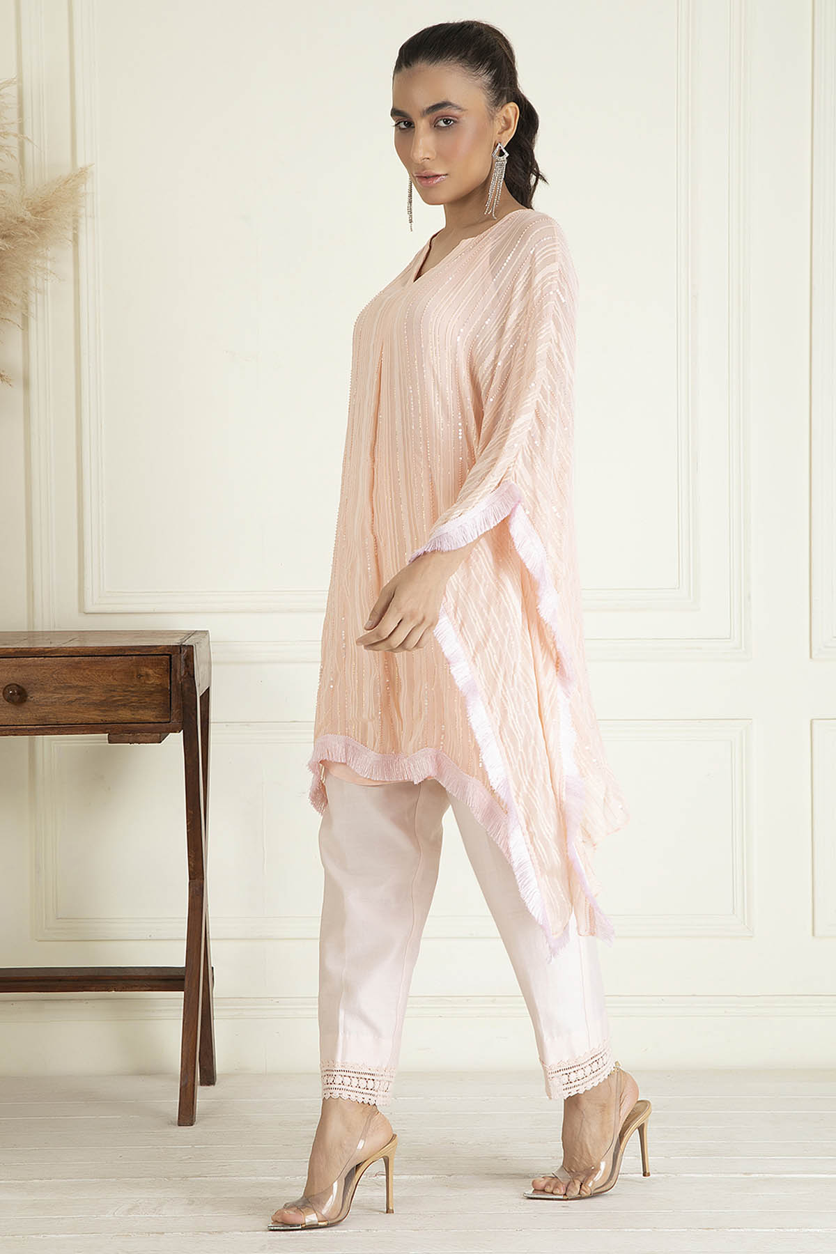 Pastel Peach Kaftan Set