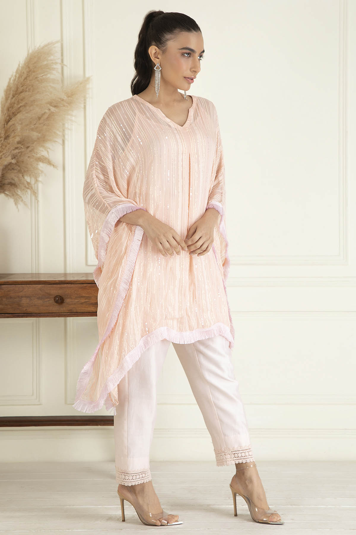 Pastel Peach Kaftan Set