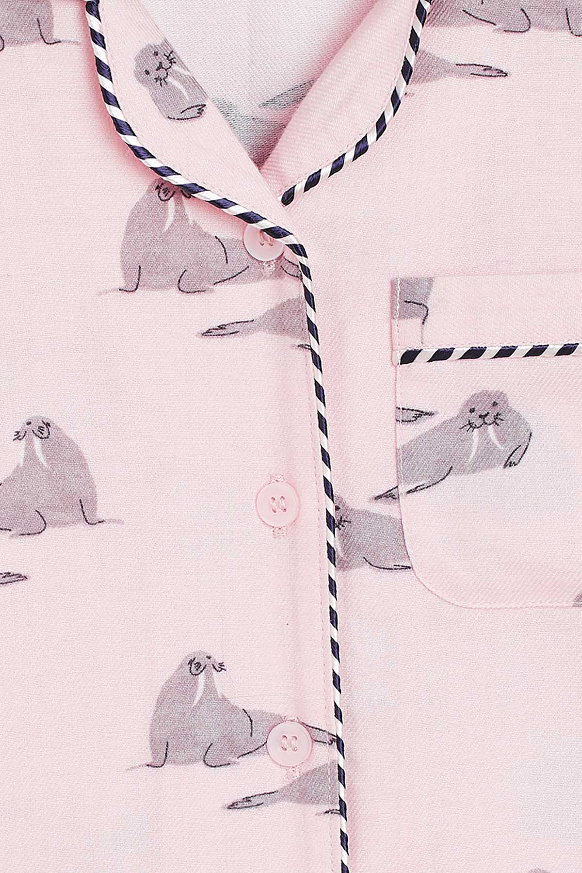 Pastel Pink Printed Sleepwear