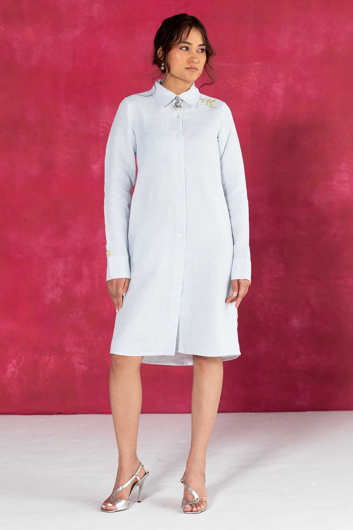 Pastel Blue Embroidered Dress