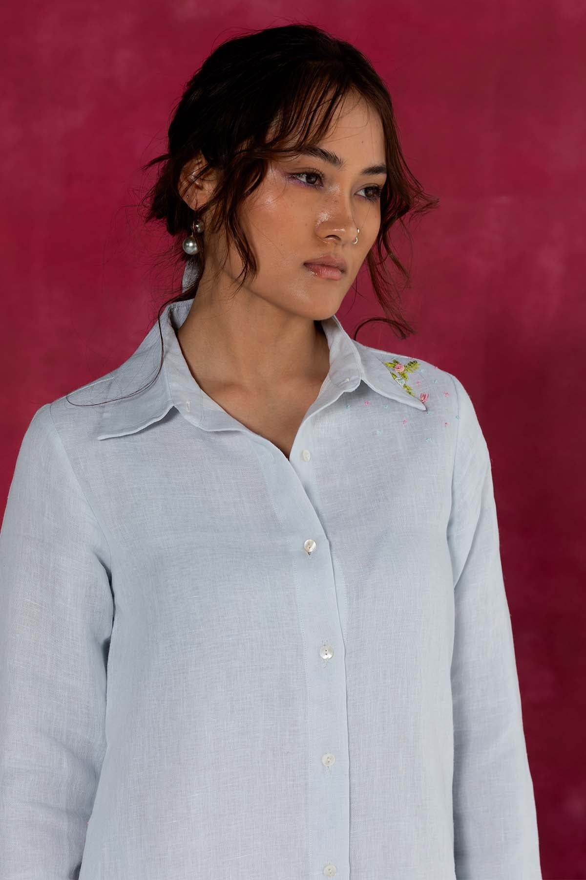 Pastel Blue Embroidered Dress