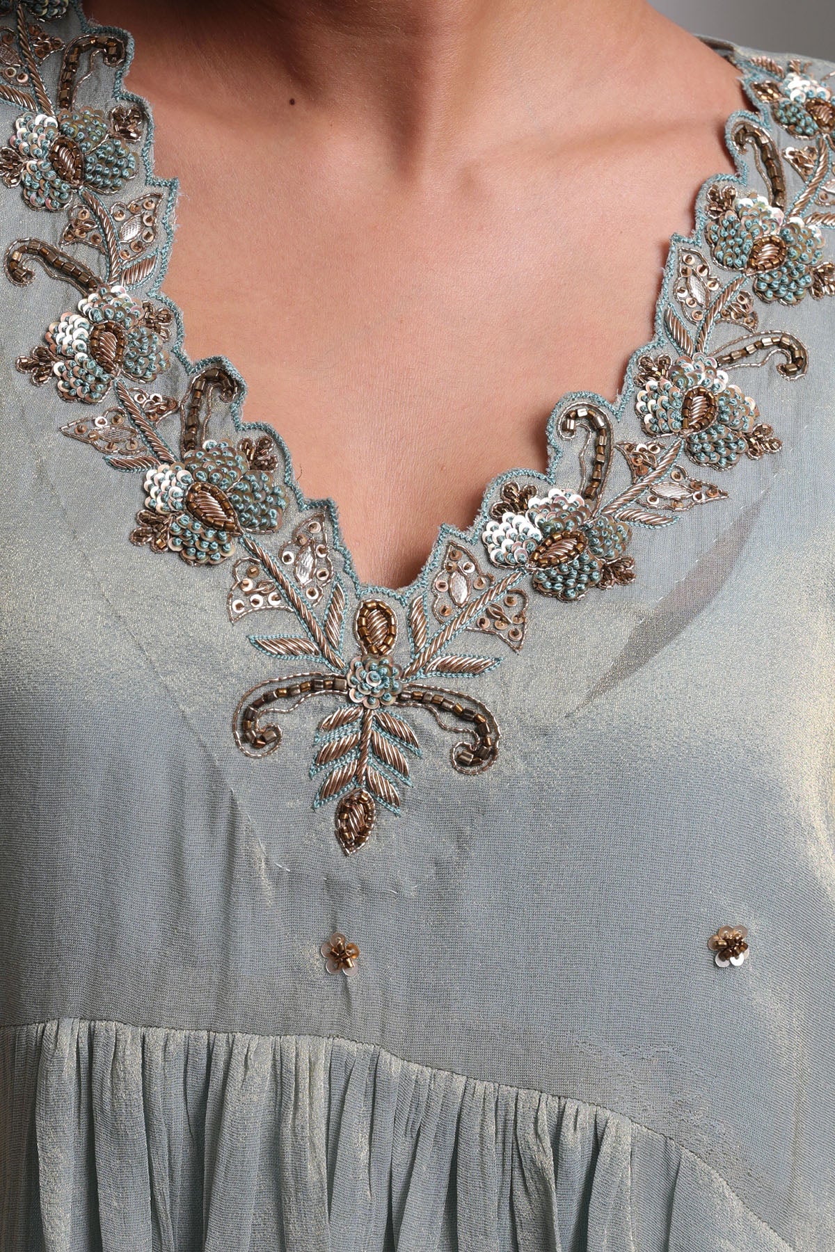 Pastel Blue Embroidered Kaftan