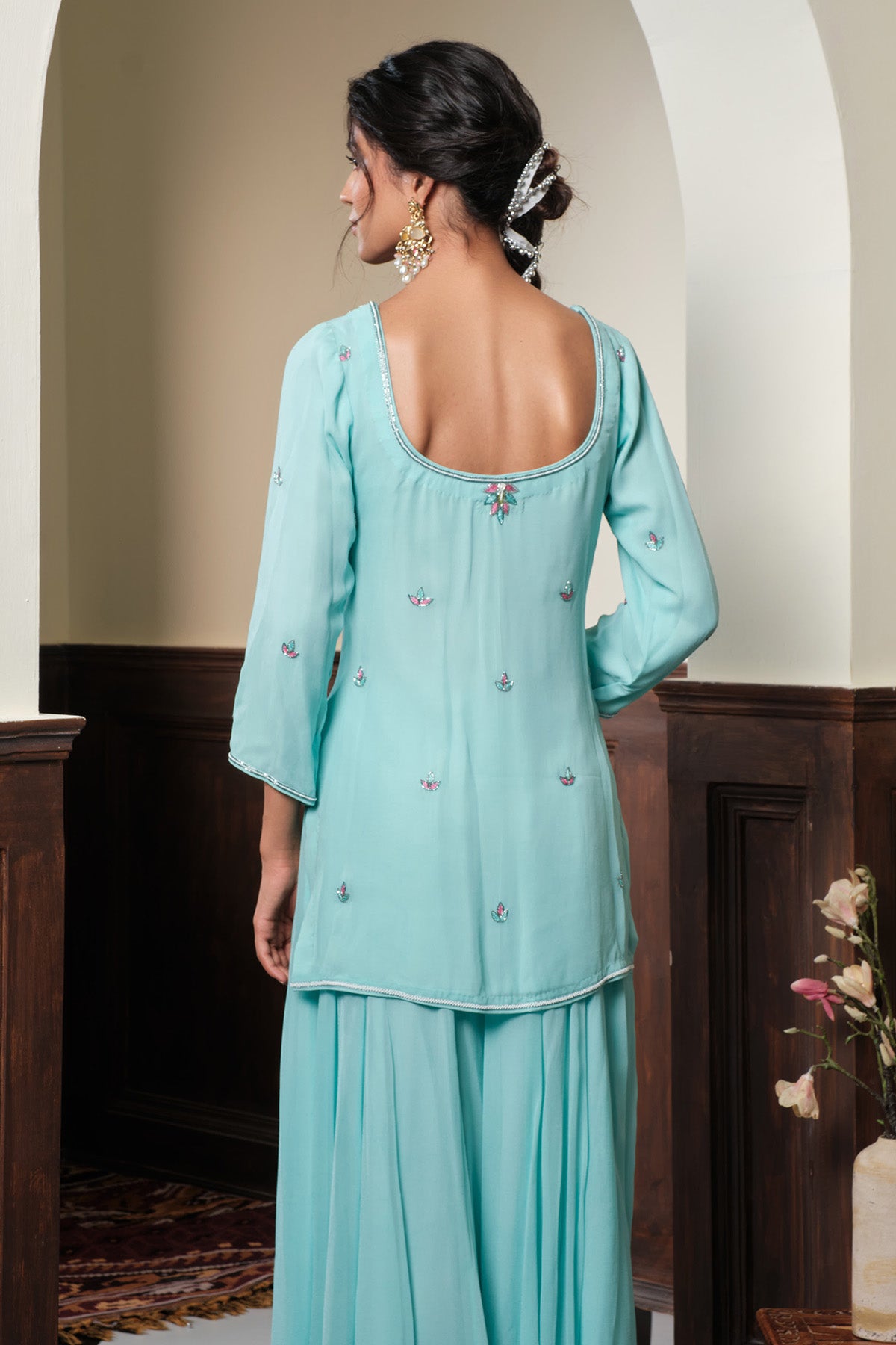 Pastel Blue Georgette Kurta Set