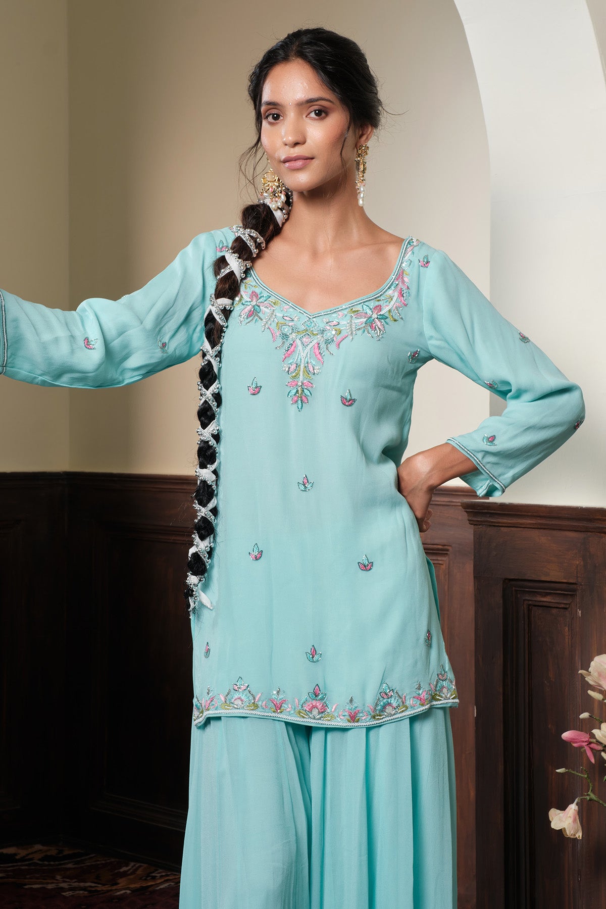 Pastel Blue Georgette Kurta Set