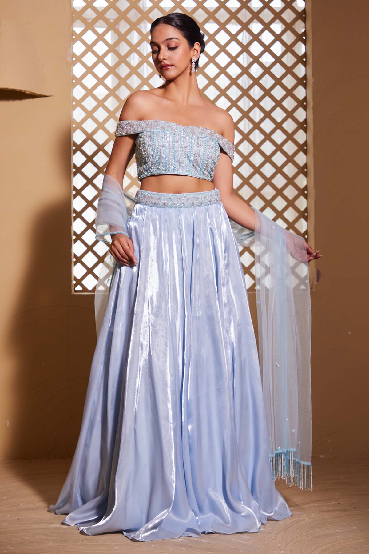Pastel Blue Handwork Lehenga Set